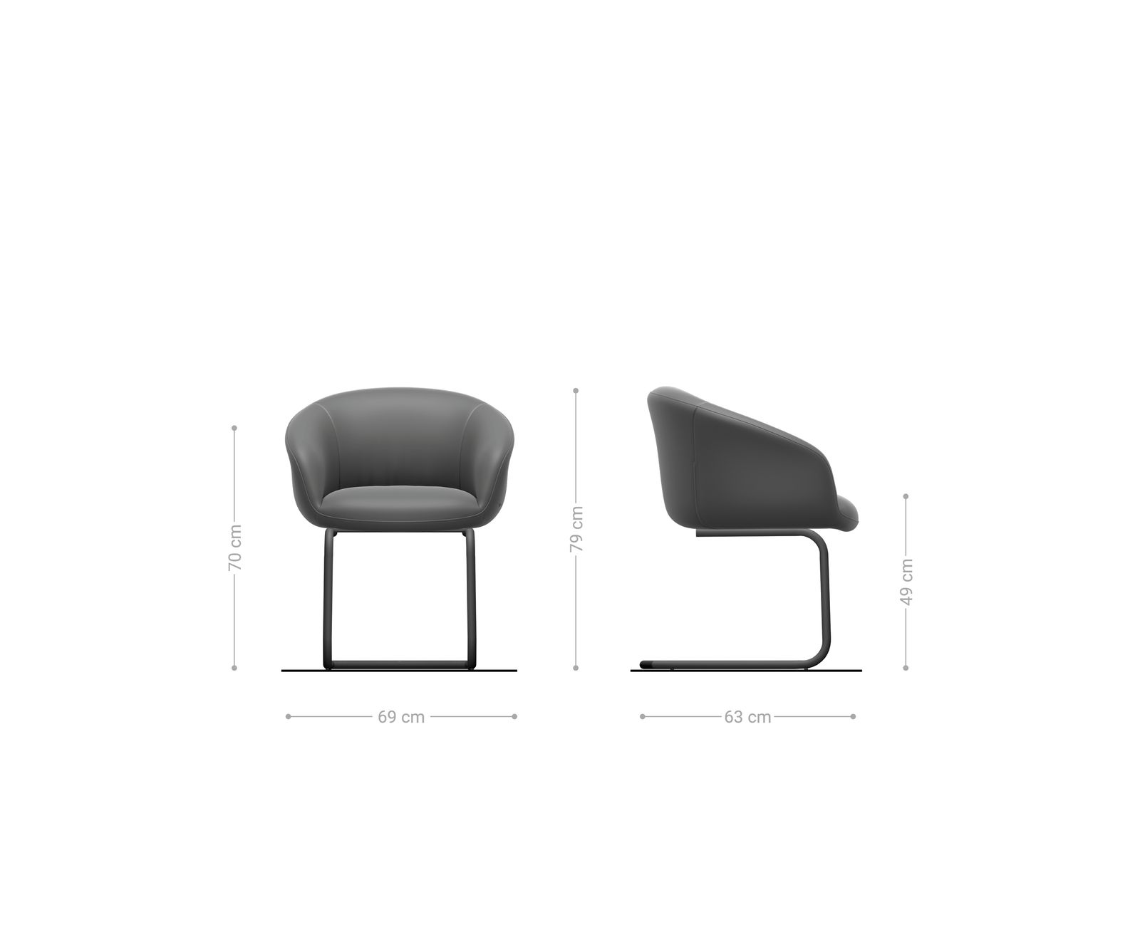 Cantilever Vinka-Flex avec accoudoirs bouclé gris argenté pied cantilever rond acier inoxydable brossé ressorts ensachés 6