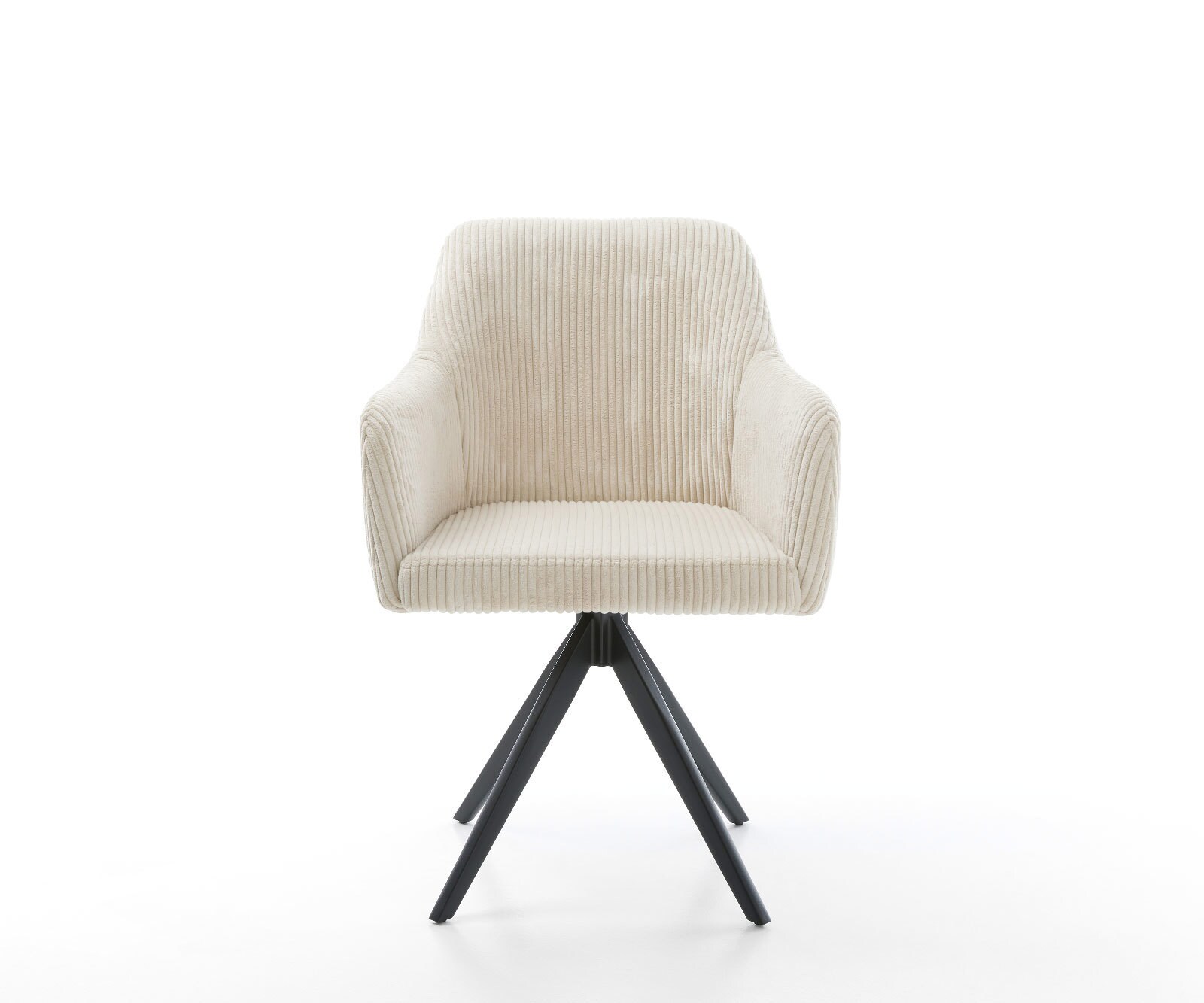 Chaise-de-salle-à-manger Greg-Flex côtelé beige vintage pied croisé angulaire noir ressorts ensachés 2