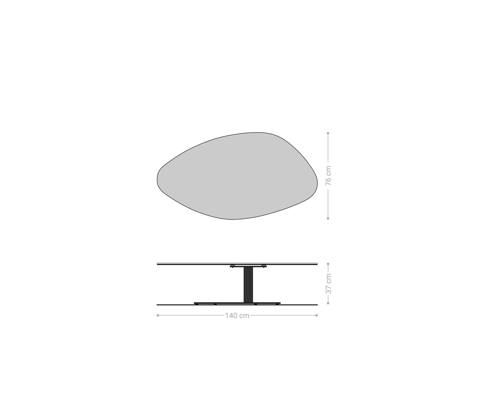 Table basse Edge organique 140x76 cm céramique Onyx Champagne Vibany acier inoxydable brossé 6
