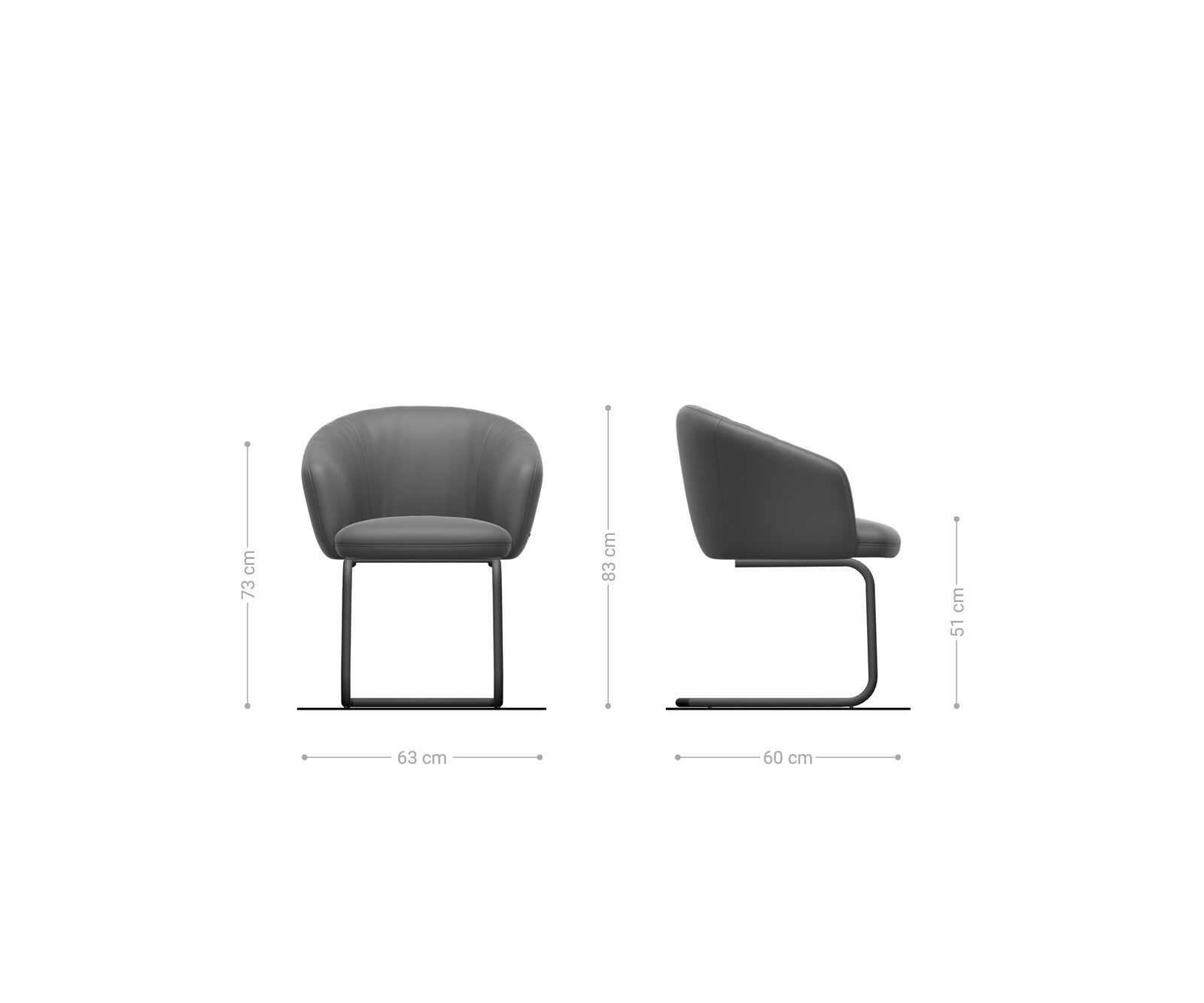 Cantilever Caja-Flex avec accoudoirs côtelé gris argenté pied cantilever rond acier inoxydable brossé ressorts ensachés 6