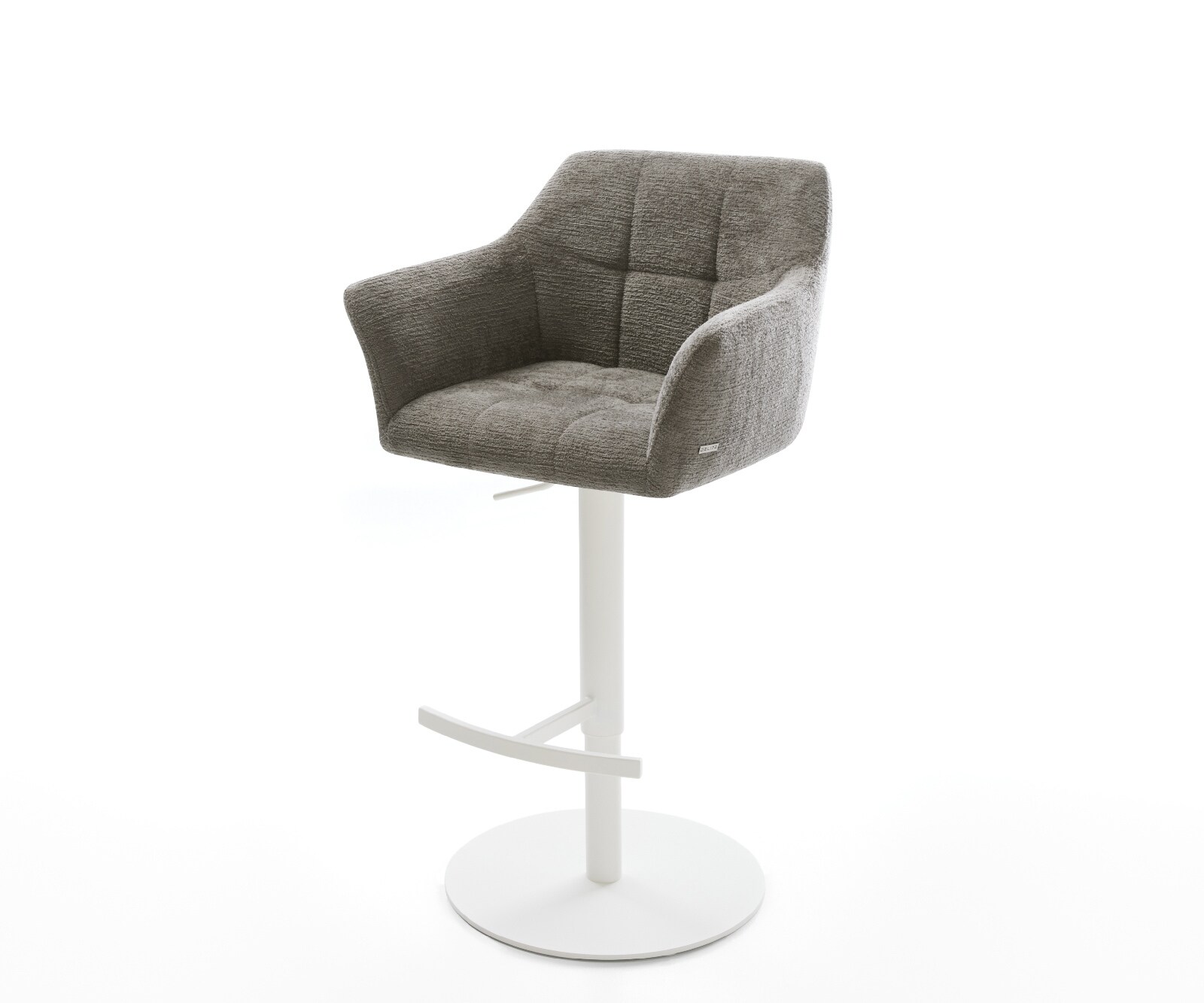 Chaise-de-bar Yulo-Flex Bouclé doux Boue Pied pivotant réglable en hauteur blanc Blanc