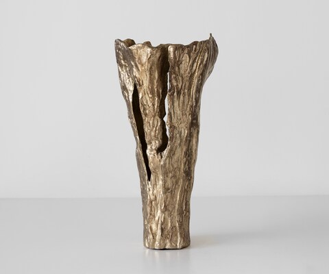 Vase Cortana B31 x T22 x H63 cm Aluminium Champagner Handgemacht