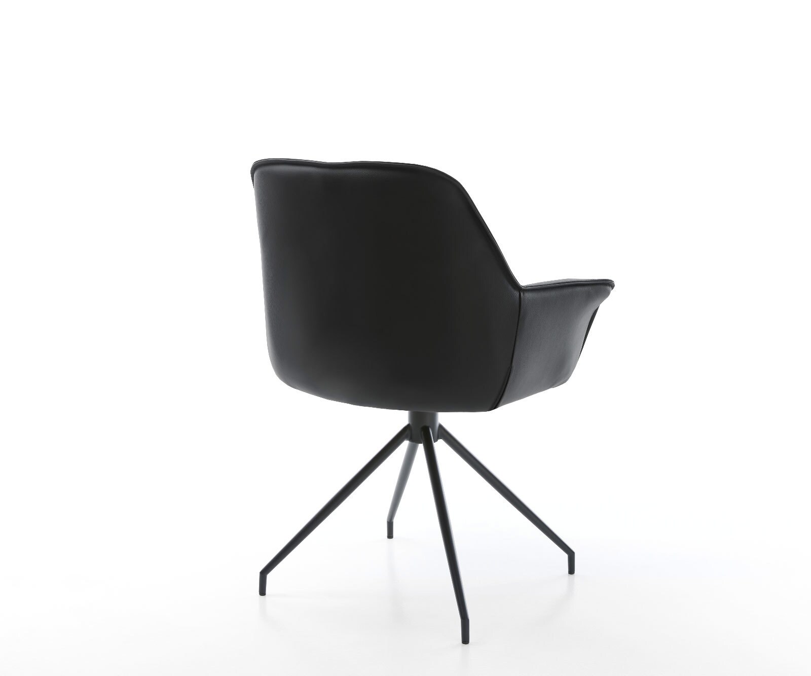 Chaise-de-salle-à-manger Keila-Flex avec accoudoirs cuir de vache noir pied croisé conique noir 5