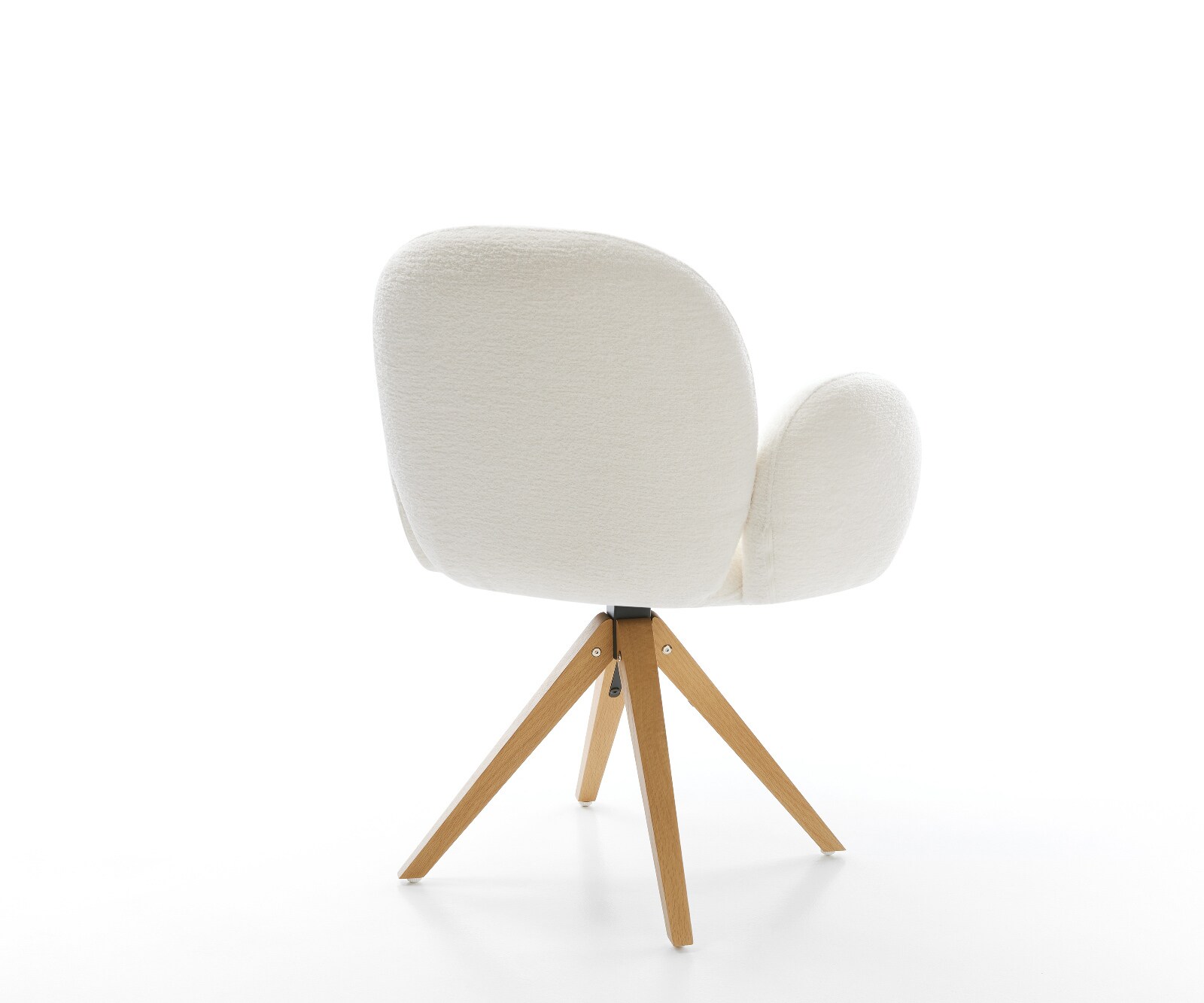 Drehstuhl Nube-Flex mit Armlehnen Bouclé Soft Beige Holzgestell kantig Natur 360° drehbar Taschenfederkern 5