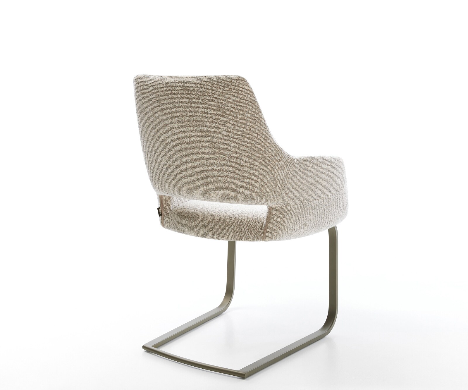 Freischwinger Yago-Flex mit Armlehnen Webstoff Soft Beige Freischwinger flach Effektfinish Titan Taschenfederkern 4