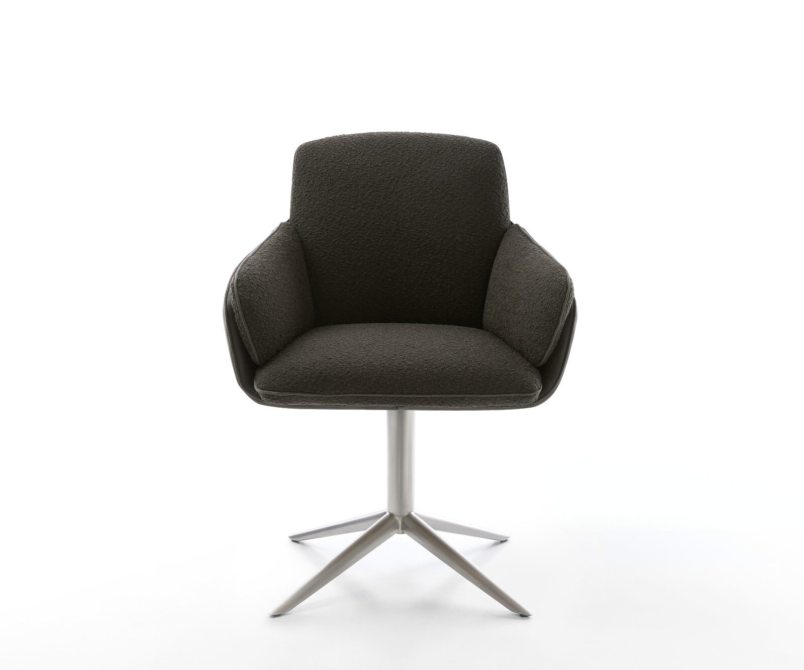 Chaise-pivotante Luan-Flex avec accoudoirs tissu mixte noir pied de chaise 4 branches acier inoxydable brossé pivotement sur 360° fonction bascule 1