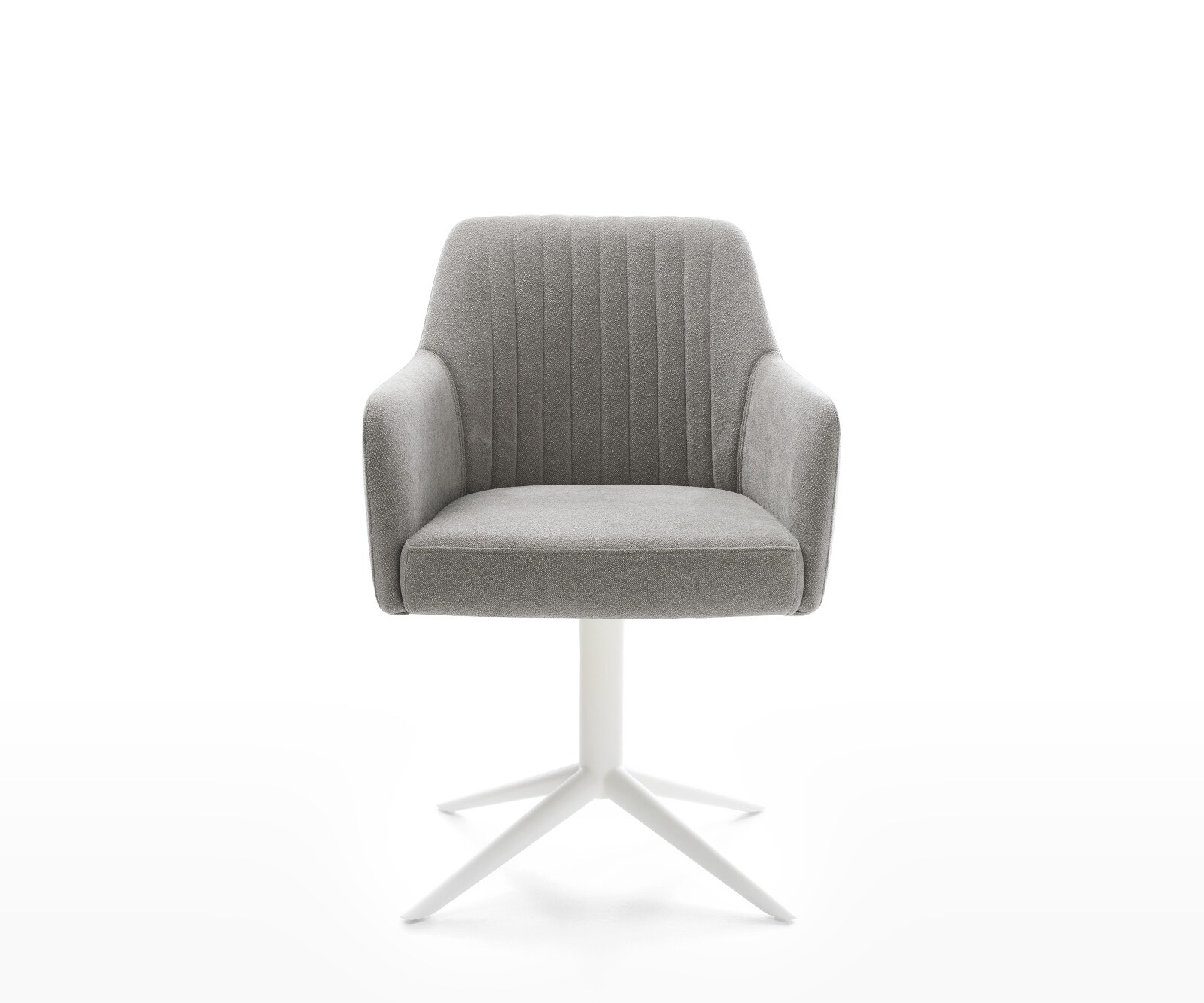 Chaise-pivotante Greg-Flex tissu structuré doux gris pied de chaise 4 branches blanc pivotement sur 360° fonction bascule resorts ensachés 1