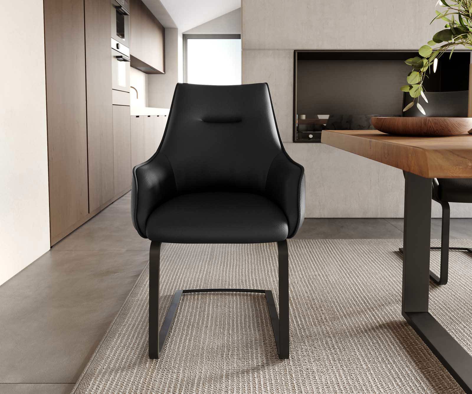 Freischwinger Alja-Flex mit Armlehnen Echt-Leder Schwarz Freischwinger flach Schwarz Taschenfederkern 1 Freischwinger Alja-Flex mit Armlehnen Echt-Leder Schwarz Freischwinger flach Schwarz Taschenfederkern 1