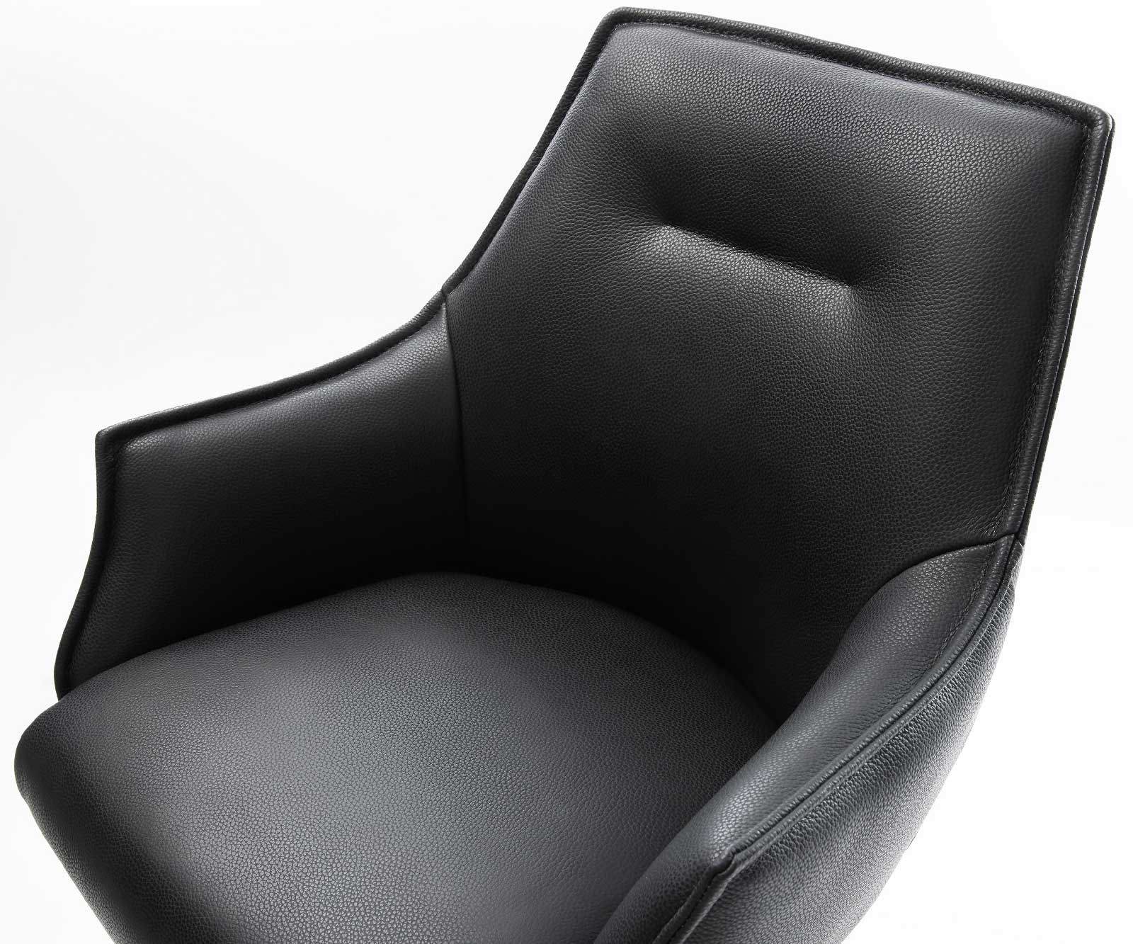 Barstuhl Alja-Flex Echt-Leder Schwarz Freischwinger flach Metall Schwarz Taschenfederkern 4