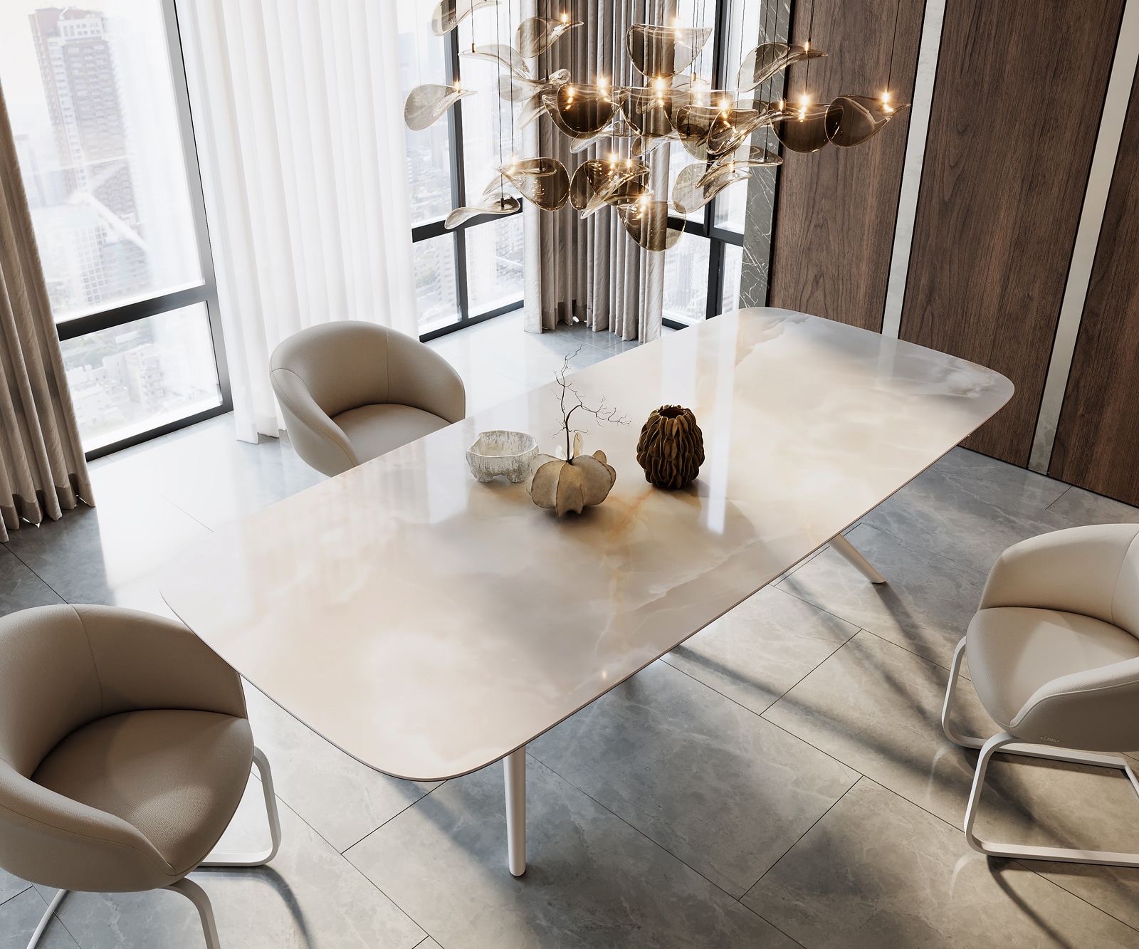 Table à manger Edge Boot 270x120 Céramique Iris FMG Onice Grigio Estelar rond Métal Blanc 1 Table à manger Edge Boot 270x120 Céramique Iris FMG Onice Grigio Estelar rond Métal Blanc 1