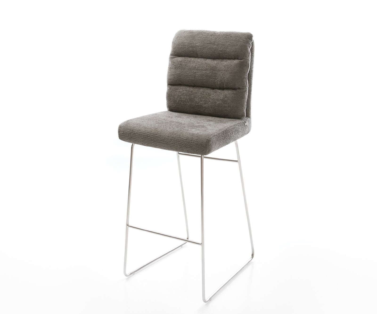 Barstuhl Pela-Flex Bouclé Soft Schlamm Kufengestell Edelstahl Silberfarben 1