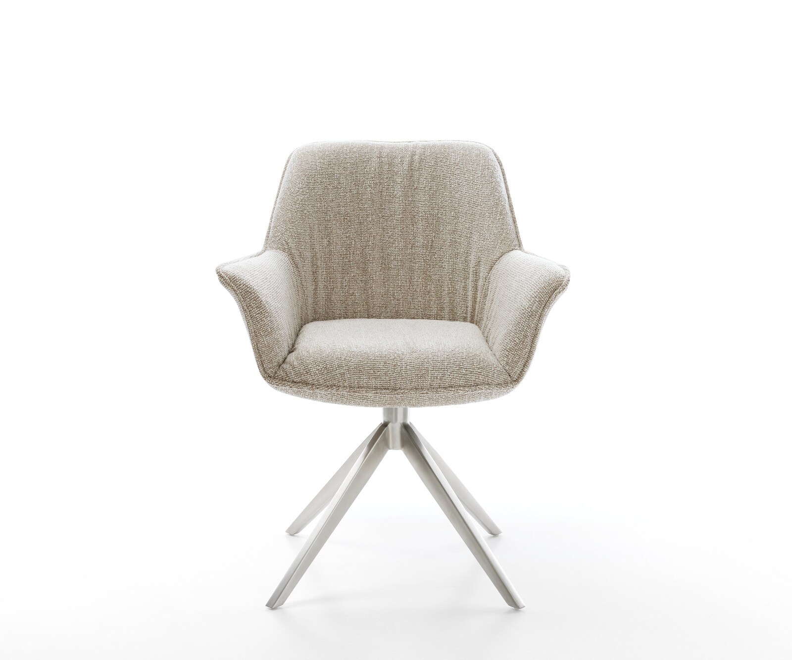 Drehstuhl Keila-Flex mit Armlehnen Webstoff Soft Beige Kreuzgestell breit Edelstahl 360° drehbar Wippfunktion 2
