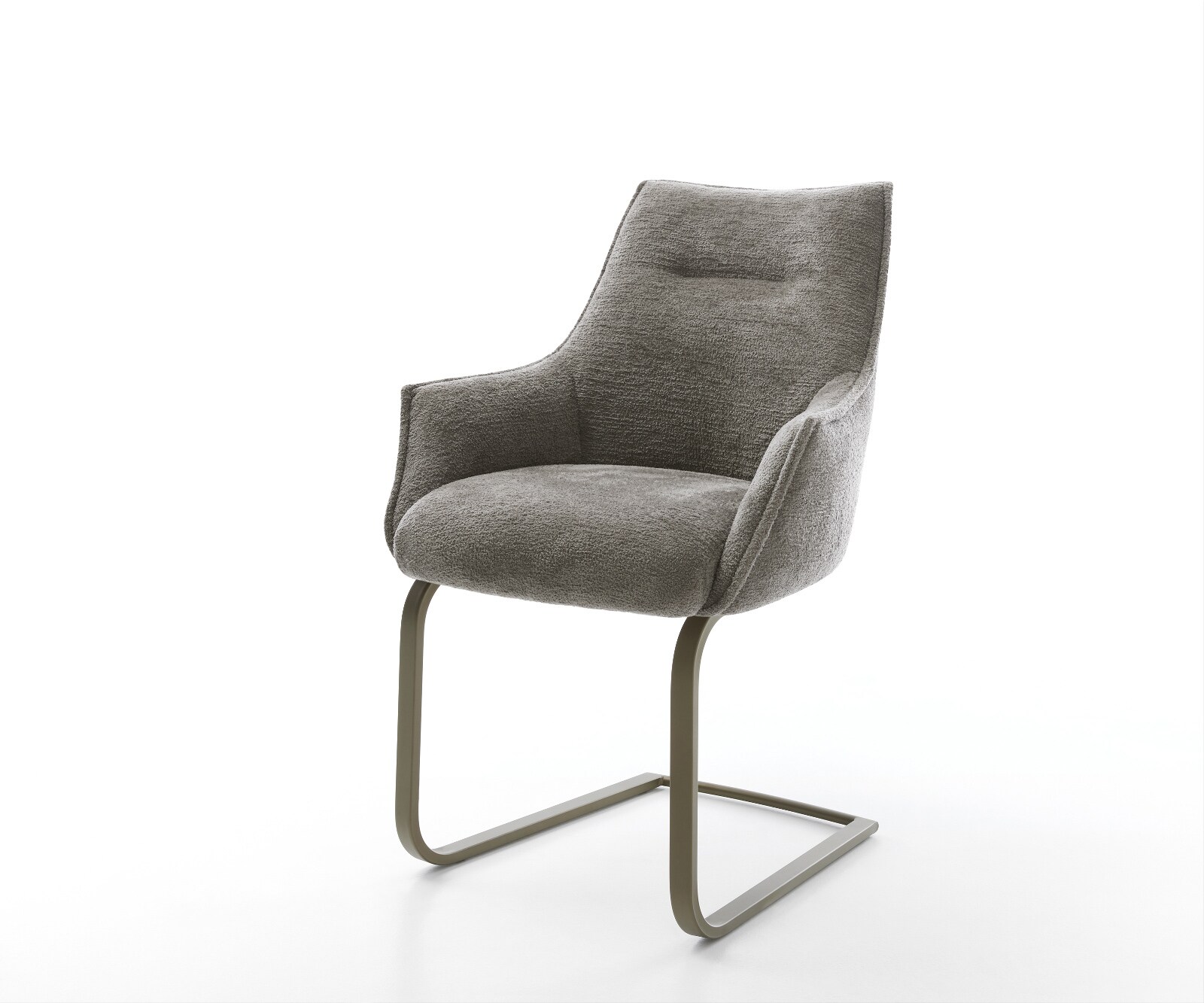 Freischwinger Alja-Flex mit Armlehnen Bouclé Soft Schlamm Freischwinger flach Effektfinish Titan Taschenfederkern