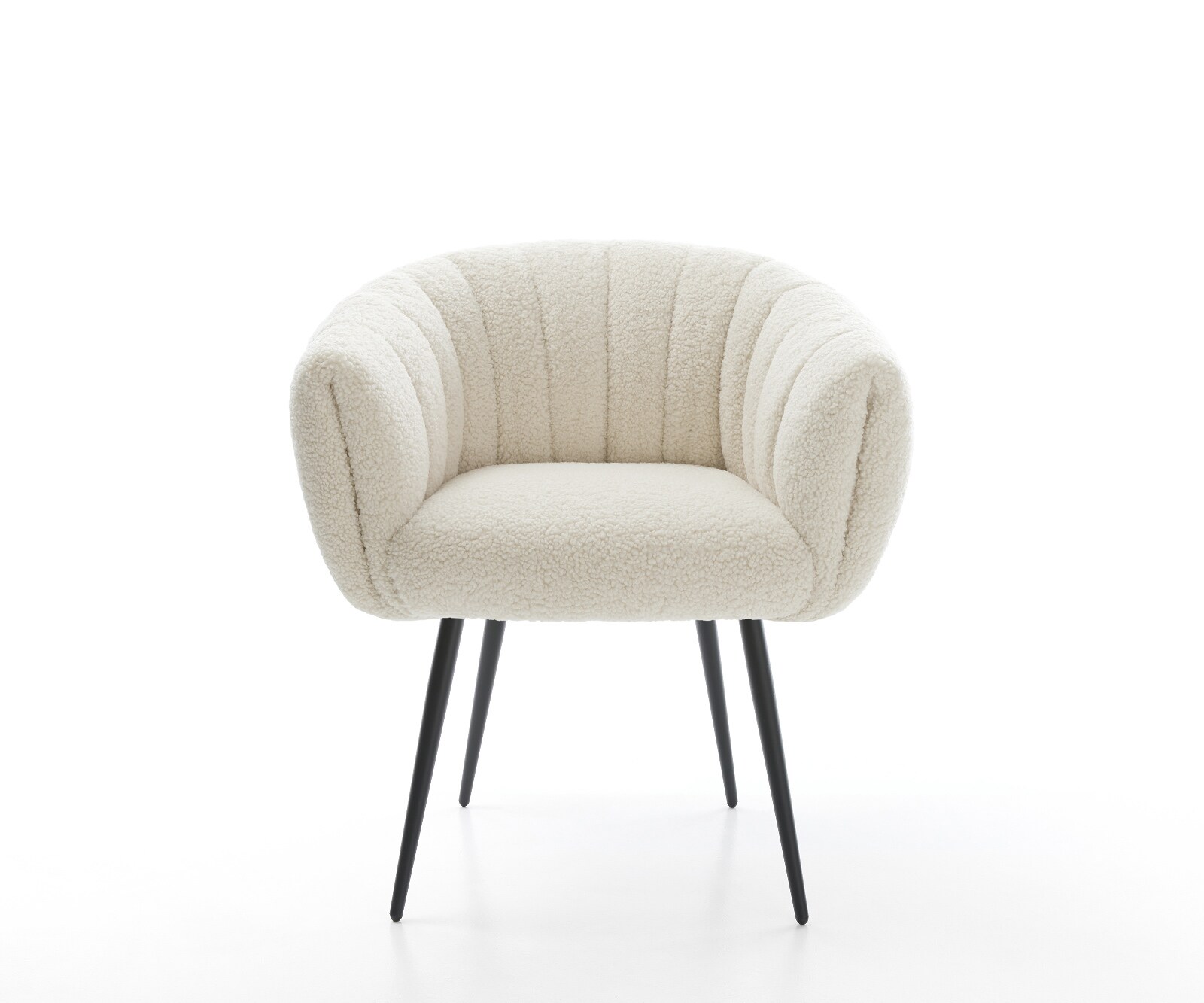 Chaise-de-salle-à-manger Jada-Flex tissu teddy beige 4 pieds coniques noir ressorts ensachés 2