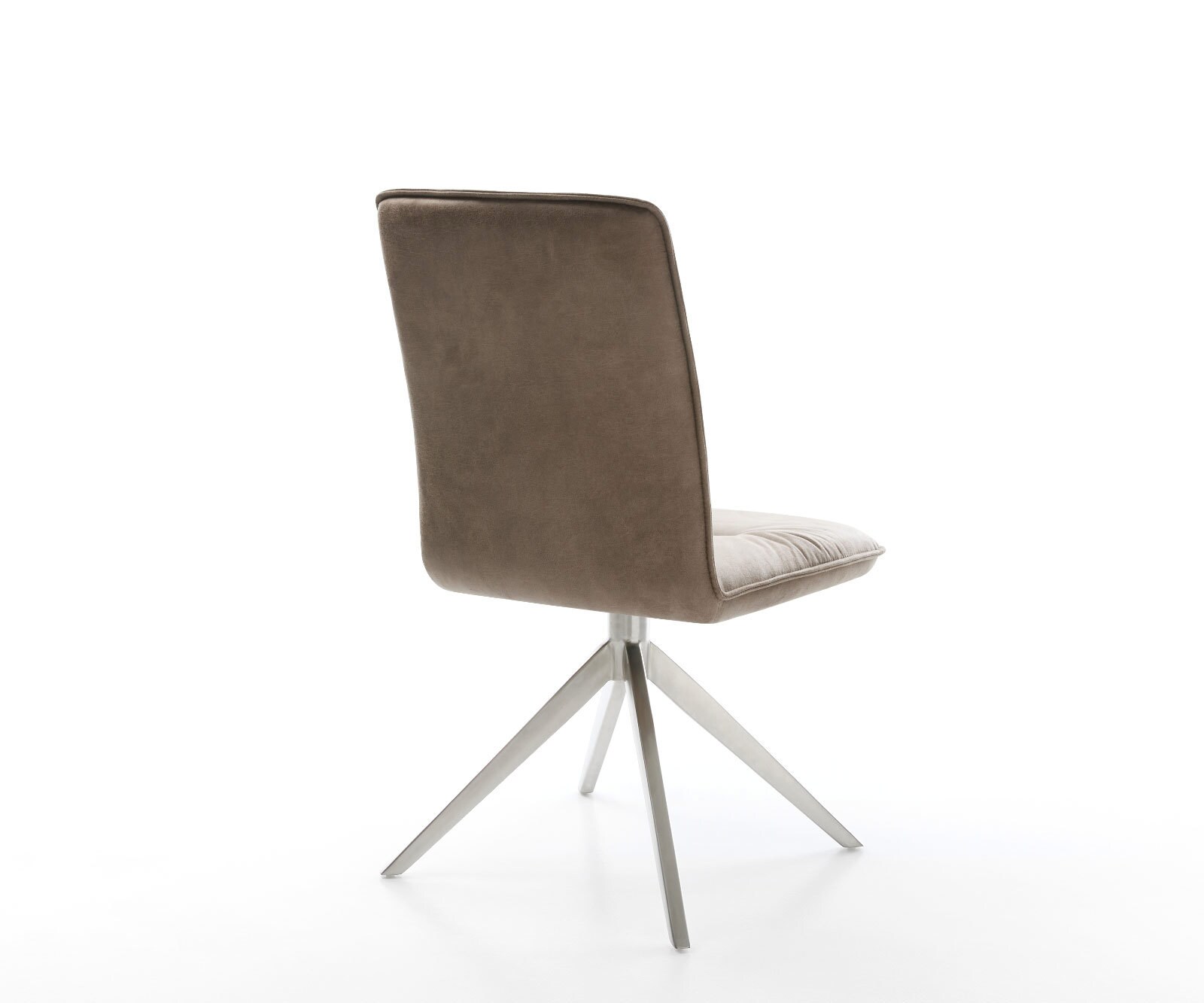 Drehstuhl Vinjo-Flex Mikrofaser Taupe Vintage Kreuzgestell breit Edelstahl 360° drehbar Wippfunktion 4