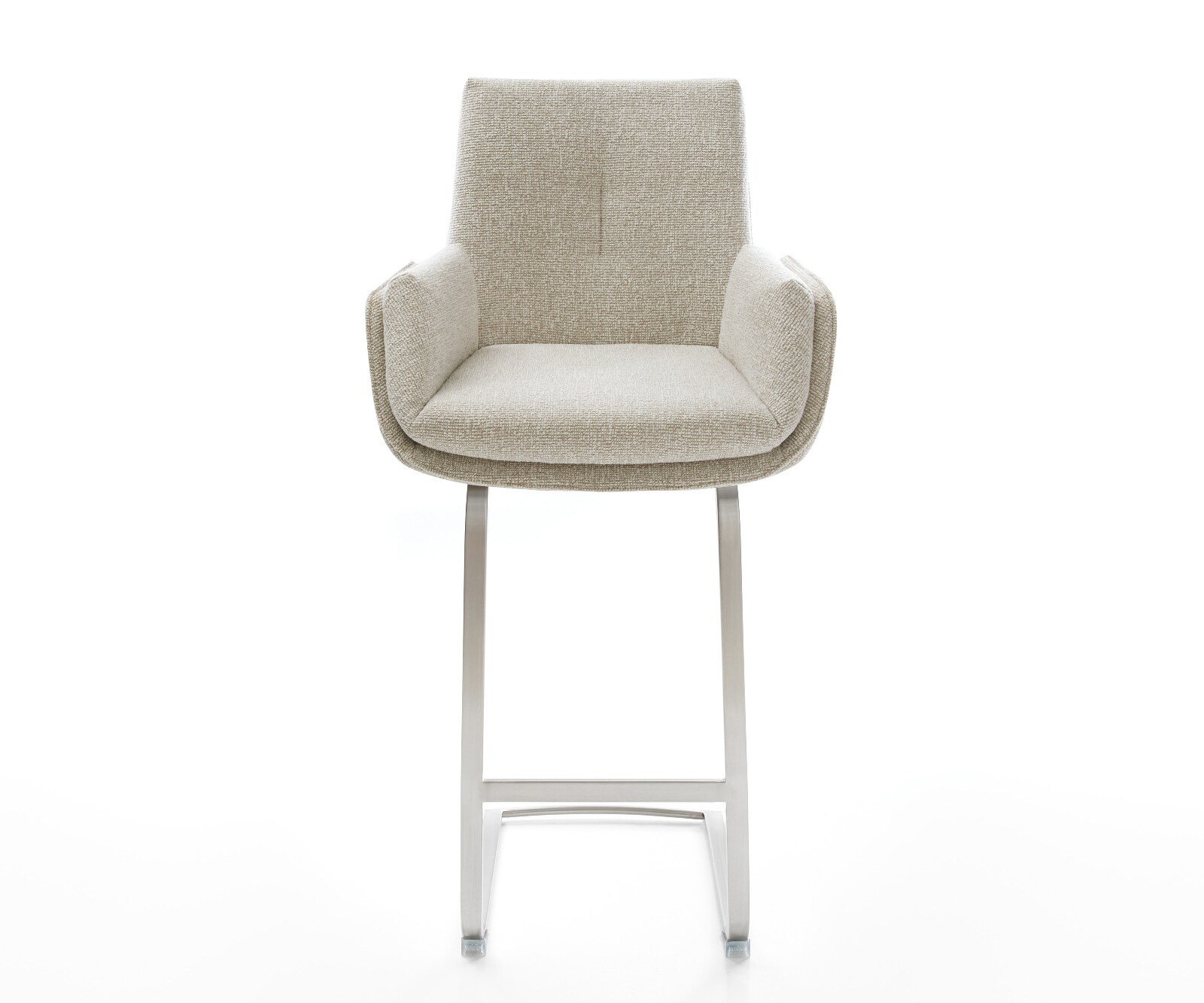 Barstuhl Clea-Flex Webstoff Soft Beige Freischwinger Flach Edelstahl Silberfarben 2