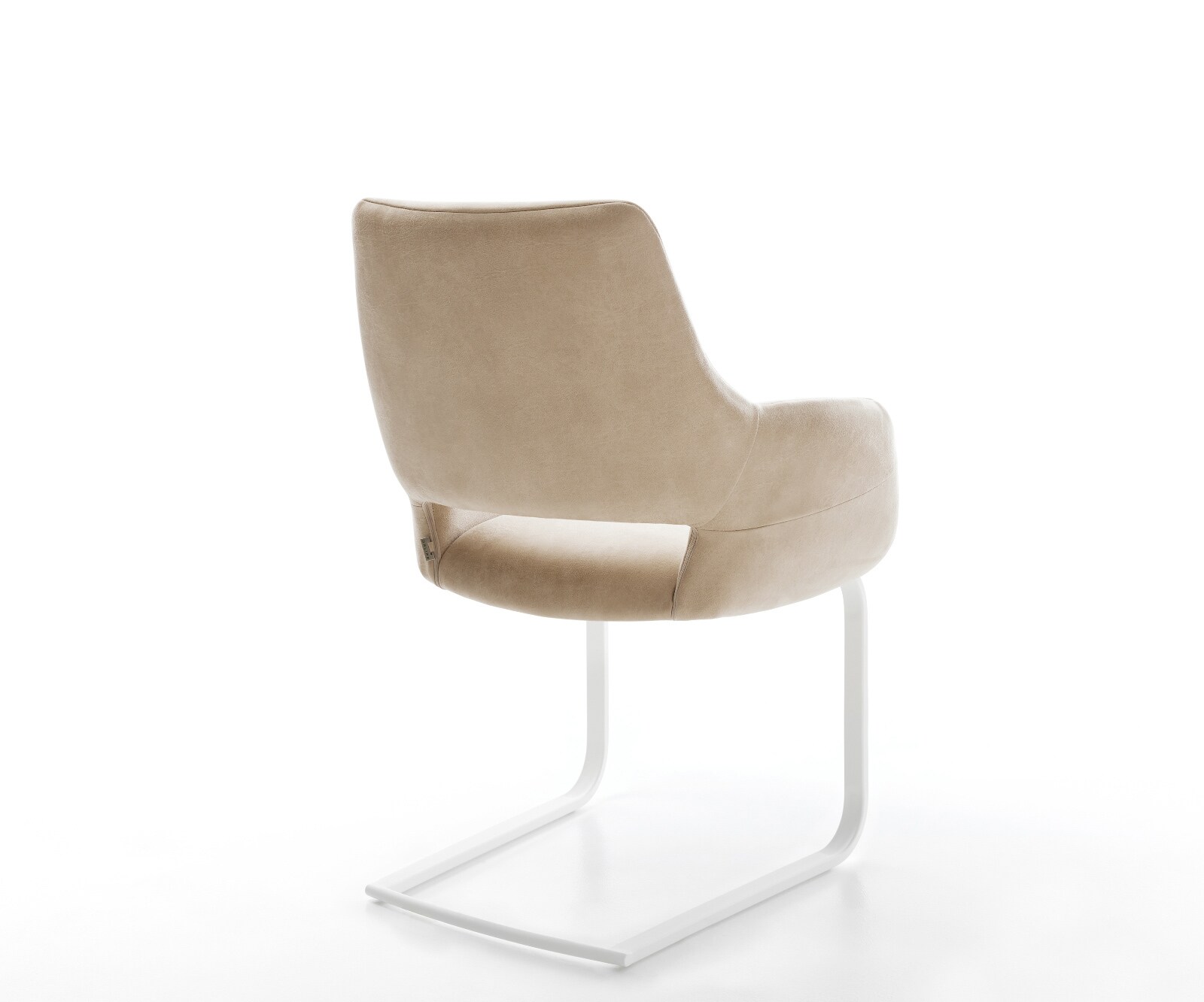 Cantilever Yago-Flex avec accoudoirs microfibre beige vintage pied cantilever plat blanc ressorts ensachés 4