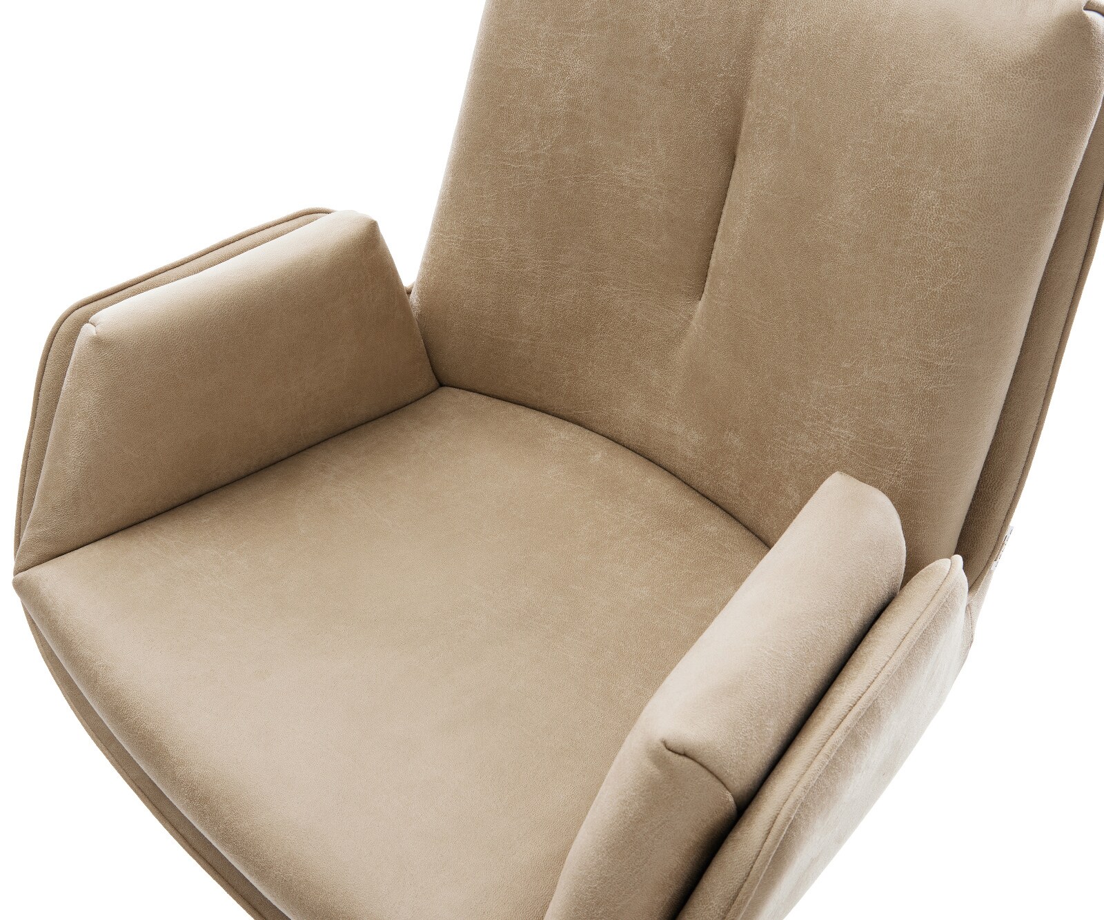 Barstuhl Clea-Flex Mikrofaser Beige Vintage Drehfuß höhenverstellbar Metall Titanfarben 3