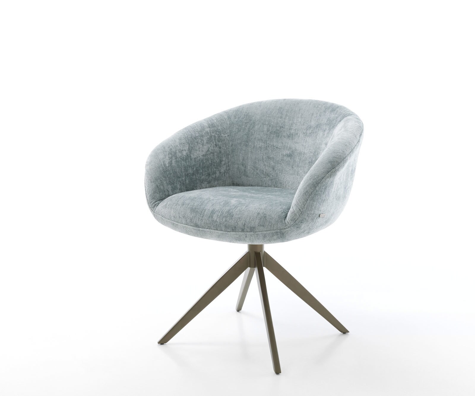 Chaise-pivotante Vinka-Flex avec accoudoirs bouclé blanc pied croisé large noir ressorts ensachés pivote sur 360°