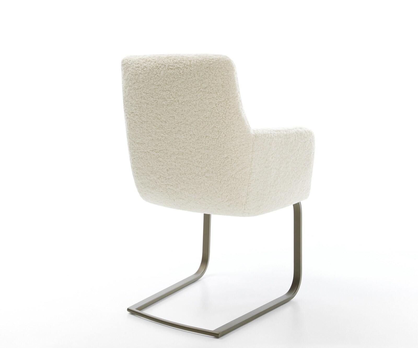 Freischwinger Heira-Flex mit Armlehnen Teddystoff Beige Freischwinger flach Effektfinish Titan Taschenfederkern 4