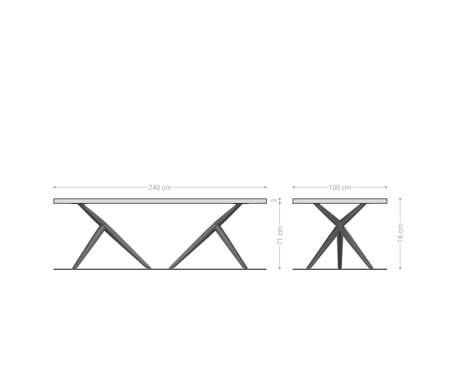 Esstisch Edge 240x100 Akazie Natur Estelar rund Edelstahl Live-Edge 5