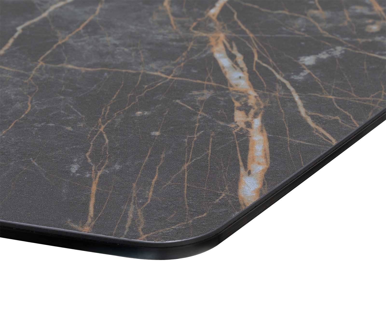 Table-à-manger Edge forme Boot 200x100 céramique Laminam® noir desir brun inox large 4