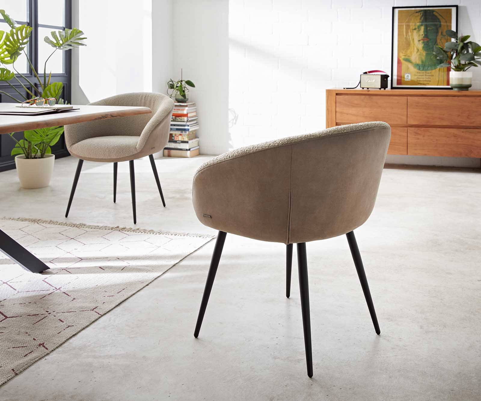 Esszimmerstuhl Vinka-Flex mit Armlehnen Materialmix Schlamm 4-Fuß konisch Schwarz Taschenfederkern 5 Esszimmerstuhl Vinka-Flex mit Armlehnen Materialmix Schlamm 4-Fuß konisch Schwarz Taschenfederkern 5