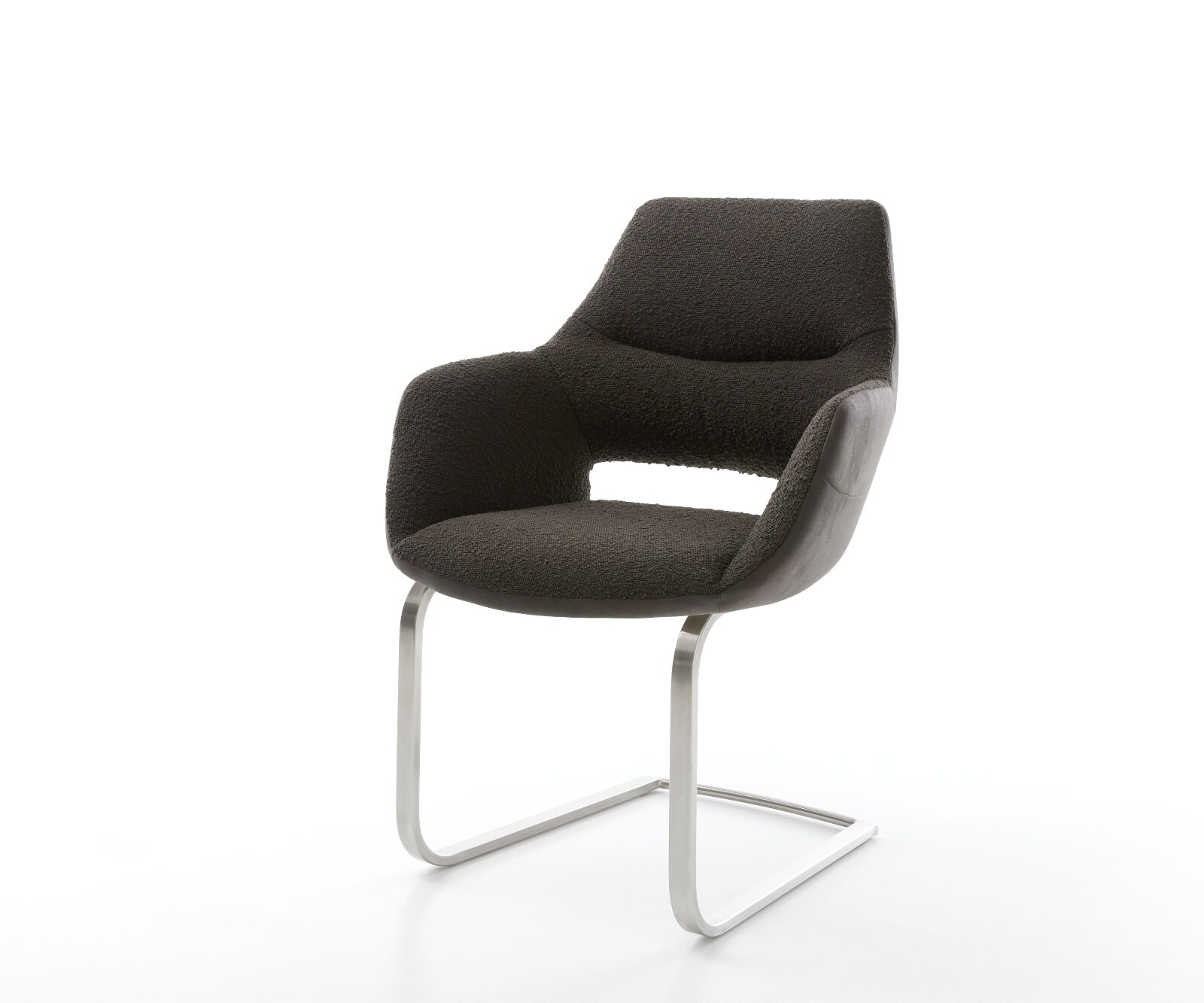 Freischwinger Yago-Flex mit Armlehnen Materialmix Schwarz Freischwinger flach Edelstahl