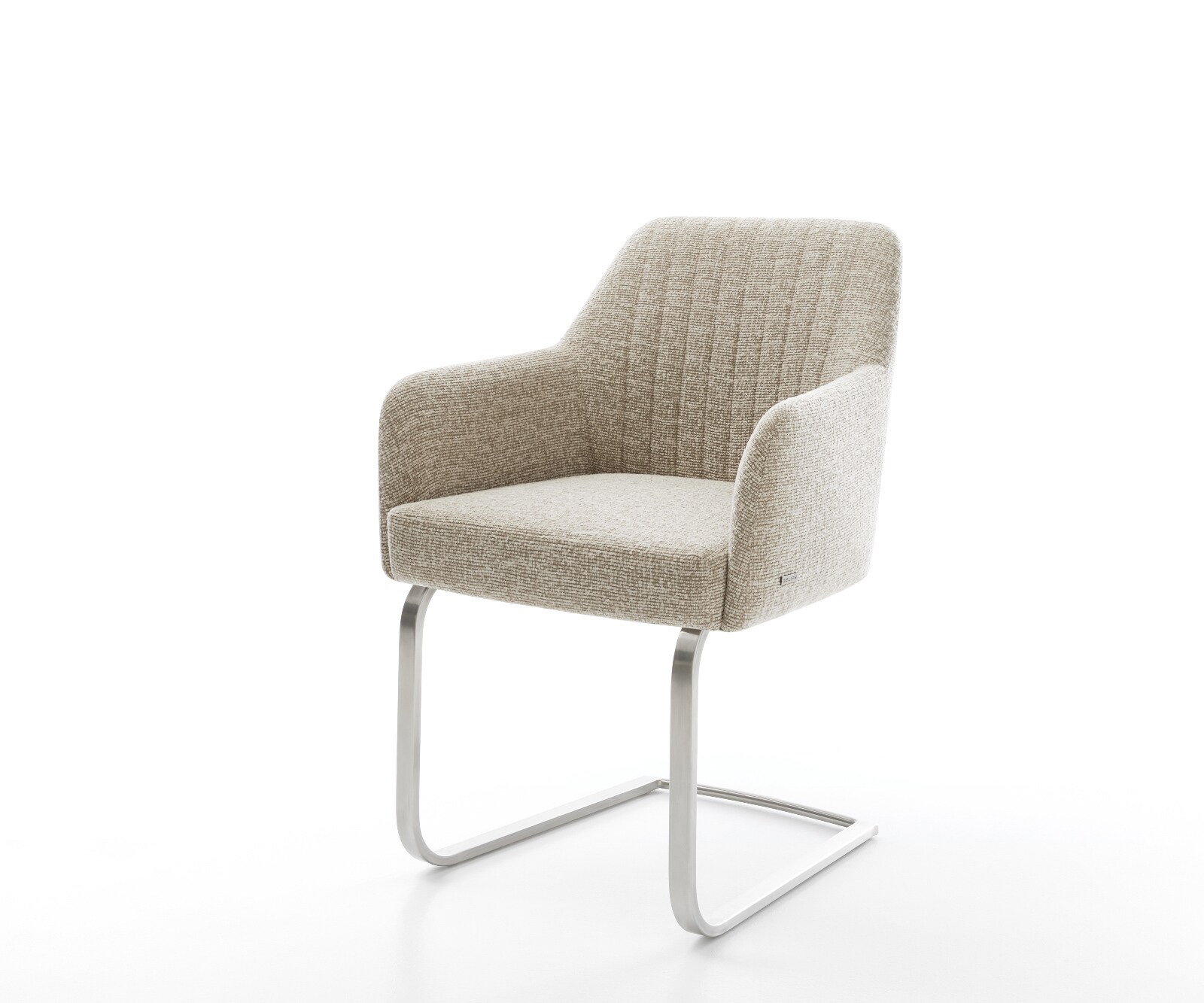 Cantilever Greg-Flex tissu tissé doux beige pied cantilever plat acier inoxydable resorts ensachés