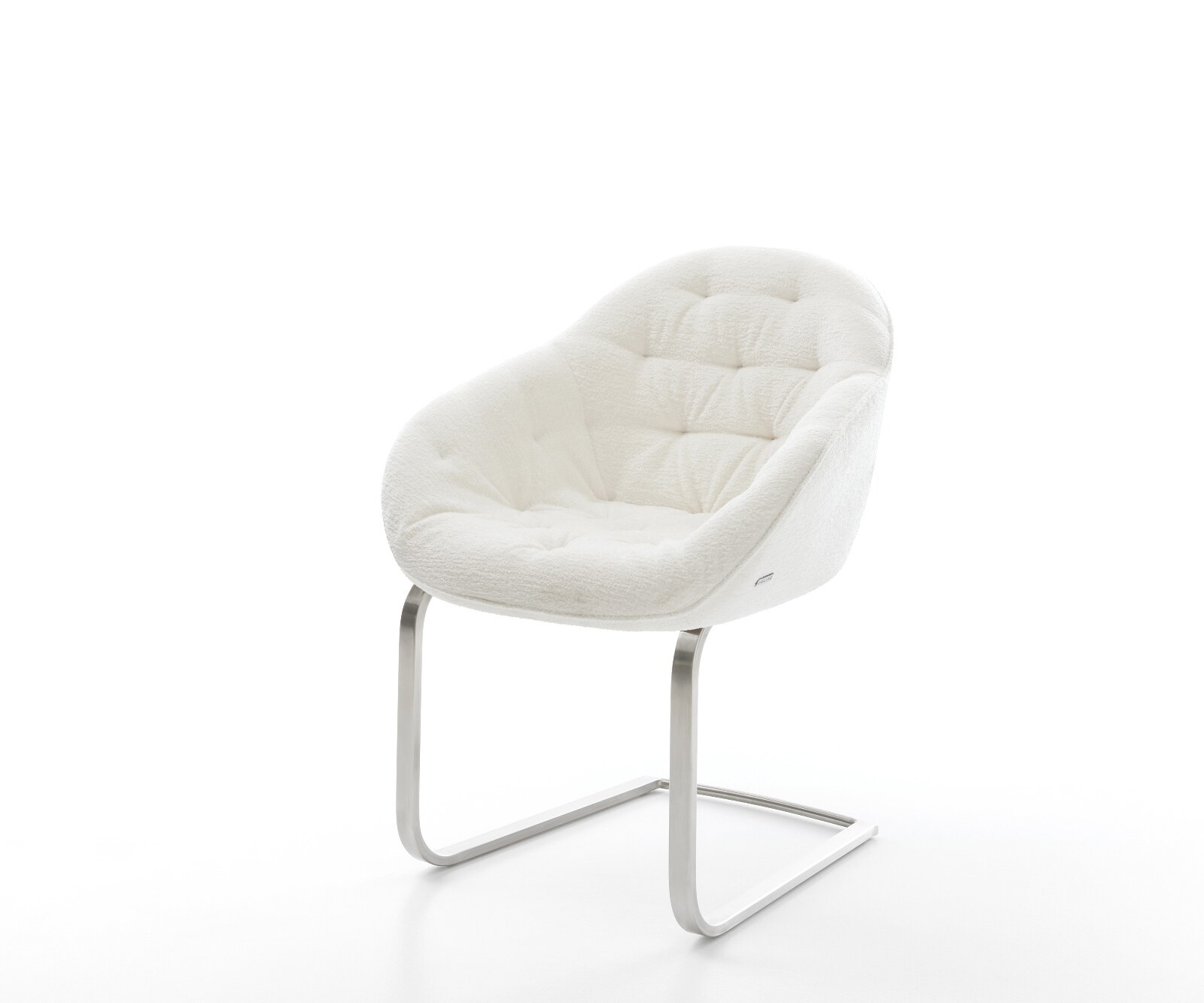 Cantilever Gaio-Flex bouclé doux beige pied cantilever plat acier inoxydable 1