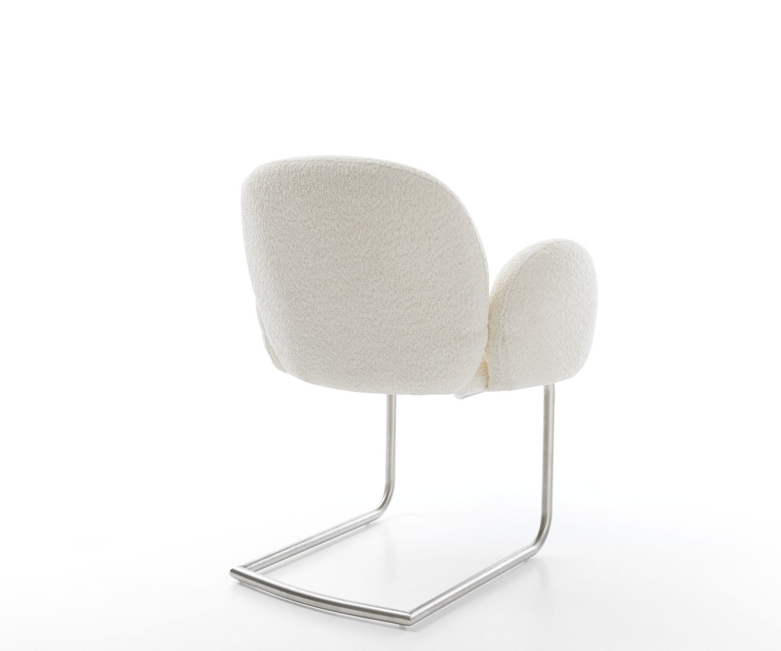 Cantilever Nube-Flex avec accoudoirs bouclé blanc pied cantilever rond acier inoxydable brossé ressorts ensachés 4