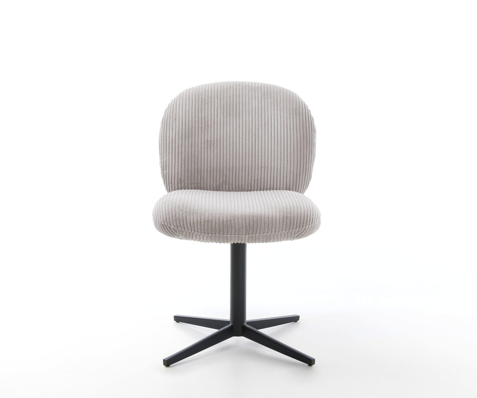 Chaise-pivotante Nube-Flex côtelé gris argenté pied de chaise 4 branches noir pivotement sur 360° ressorts ensachés 2