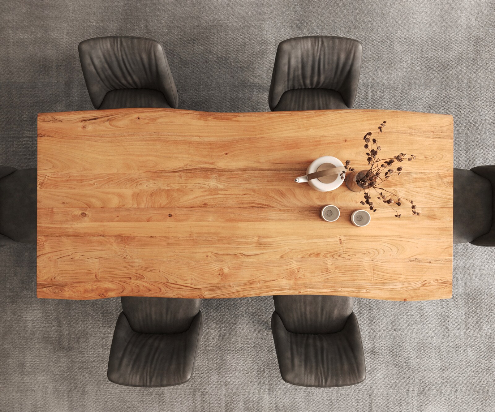 Table à manger Edge 200x100 XL acacia naturee Troa métal noir Live-Edge 5