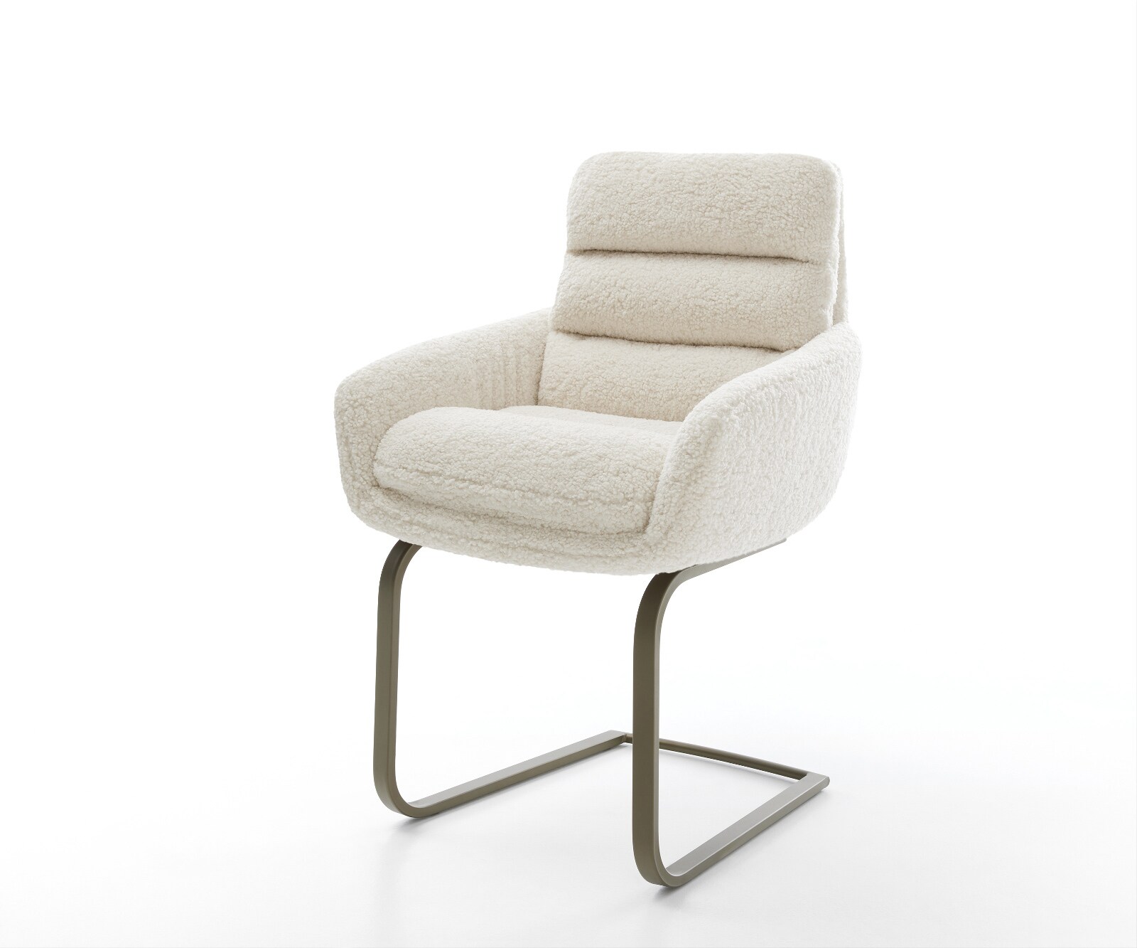 Freischwinger Abelia-Flex mit Armlehnen Teddystoff Beige Freischwinger flach Effektfinish Titan 1