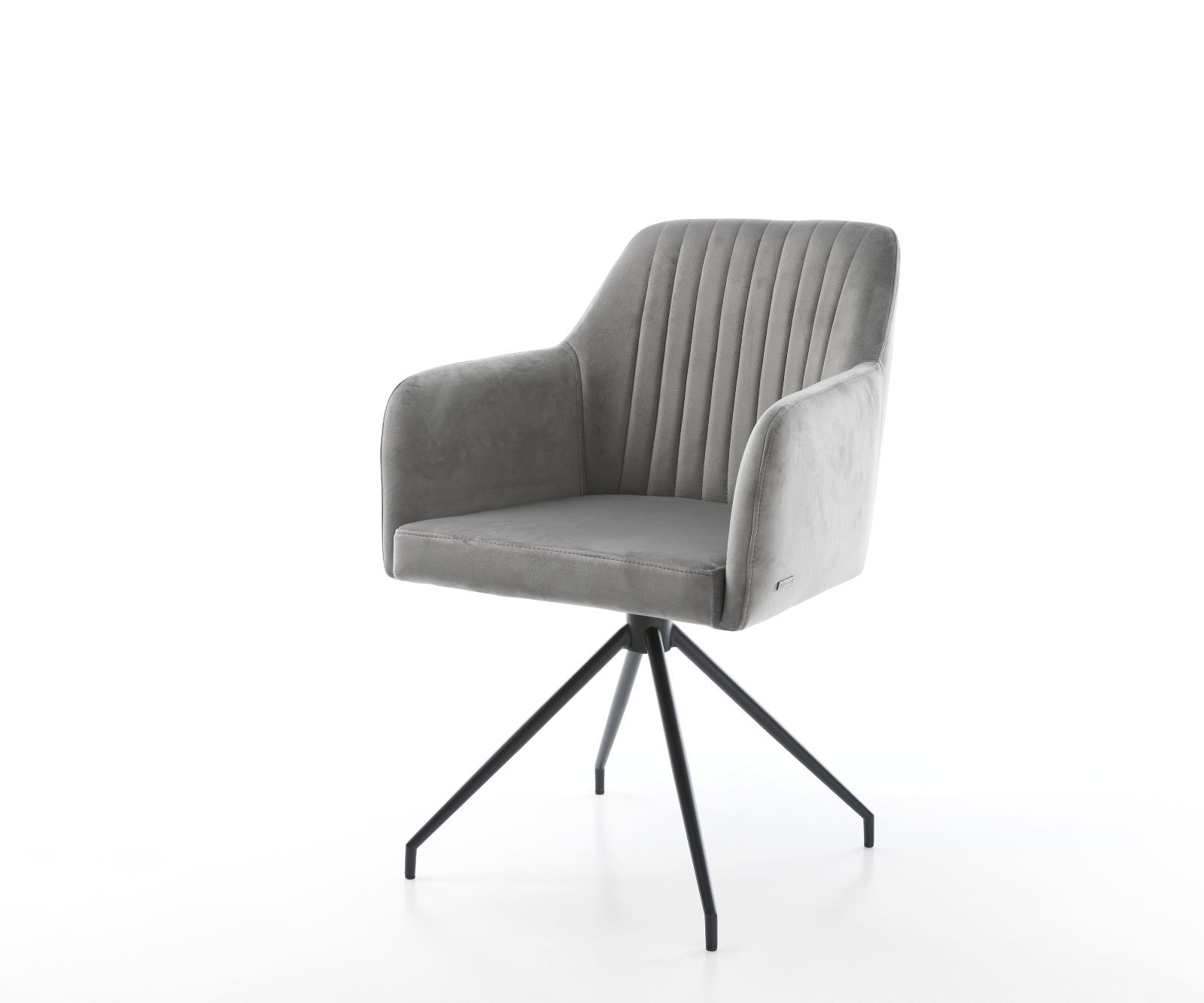 Chaise-de-salle-à-manger Greg-Flex velours gris pied croisé conique noir ressorts ensachés Chaise-de-salle-à-manger Greg-Flex velours gris pied croisé conique noir ressorts ensachés