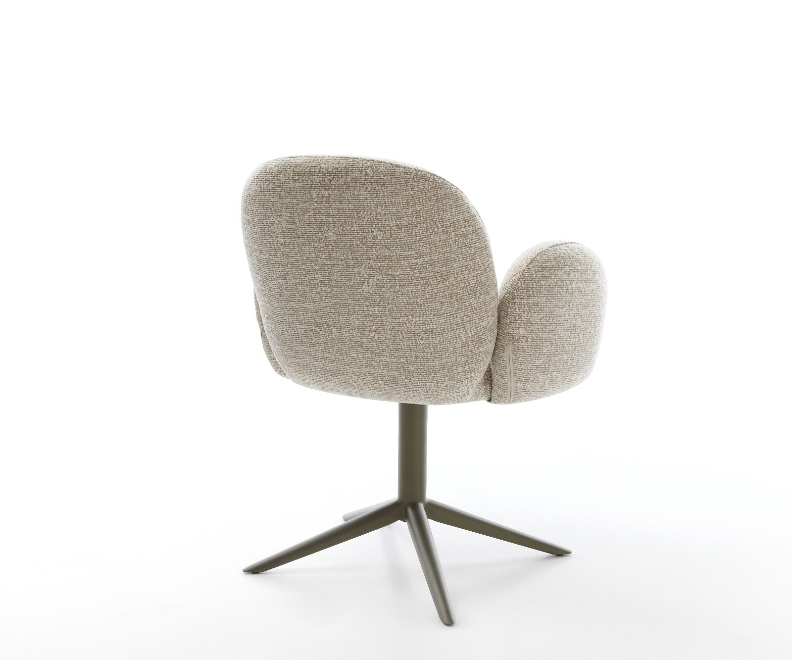 Chaise-pivotante Nube-Flex avec accoudoirs tissu tissé doux beige pied de chaise 4 branches aspect titane pivotement sur 360° fonction bascule resorts ensachés 5
