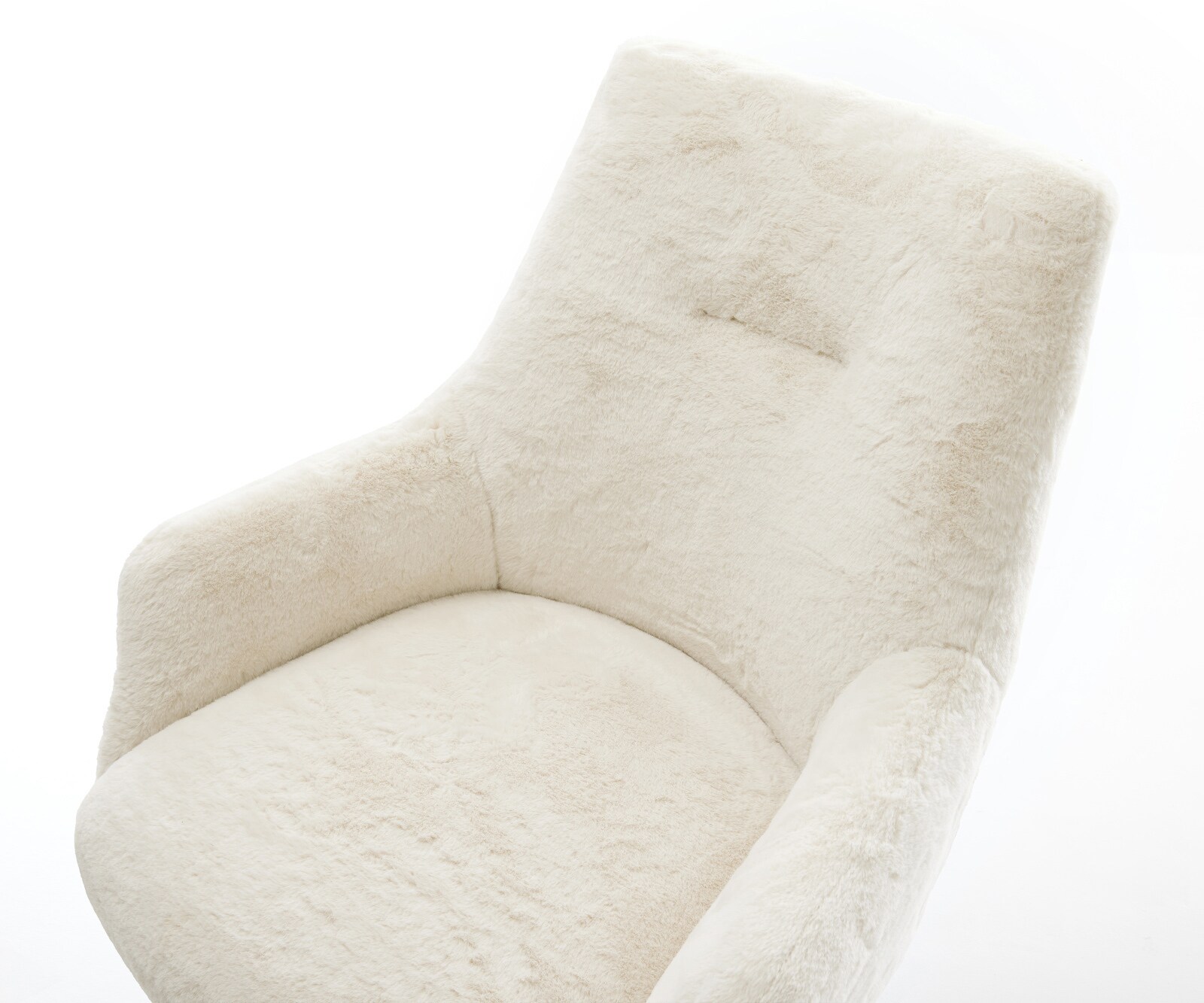 Chaise-pivotante Alja-Flex avec accoudoirs peluche crème-blanc pied en bois angulaire naturel pivotement sur 180° resorts ensachés 4