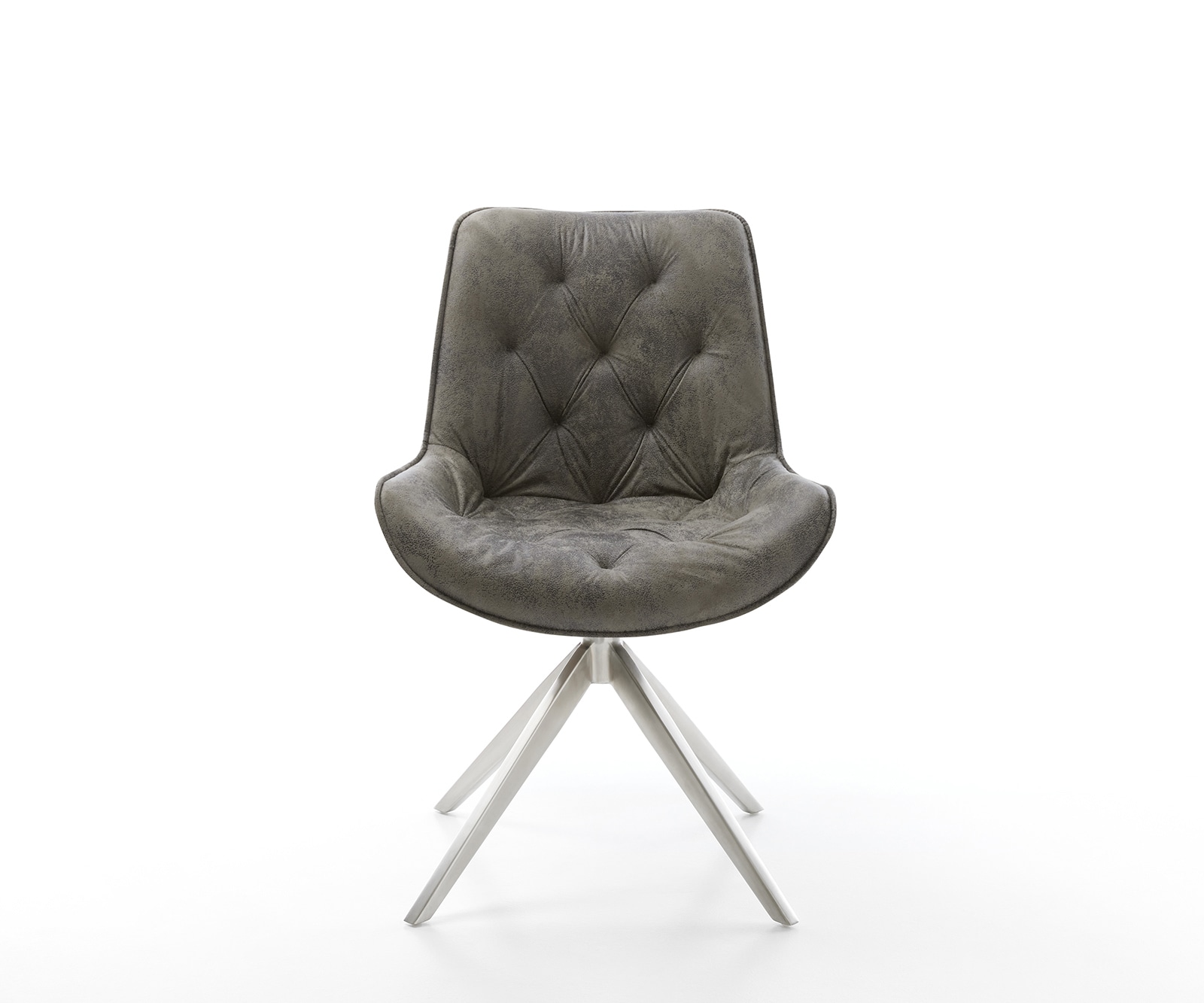 Esszimmerstuhl Taimi-Flex Mikrofaser Grau Antik Kreuzgestell breit Edelstahl 2 Esszimmerstuhl Taimi-Flex Mikrofaser Grau Antik Kreuzgestell breit Edelstahl 2