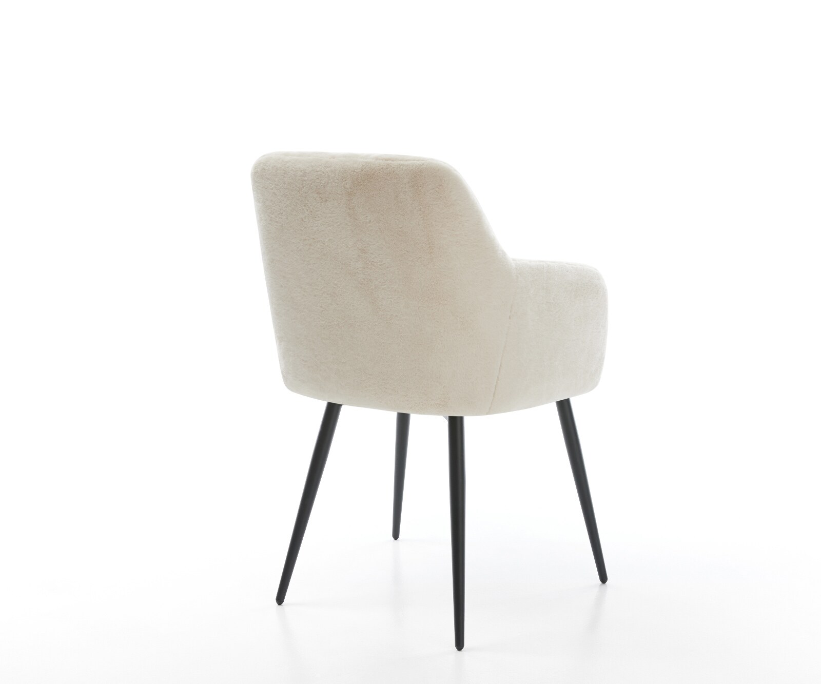 Esszimmerstuhl Greg-Flex Plüsch Creme-Weiß 4-Fuß konisch Schwarz Taschenfederkern 4