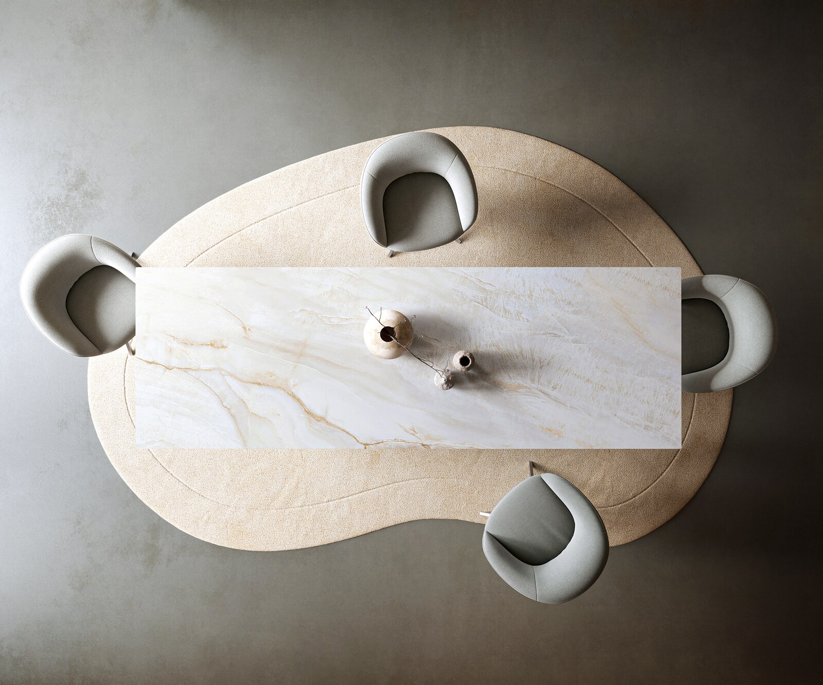 Table à manger Edge 300x100 cm céramique Onyx Pearl inox incliné 5