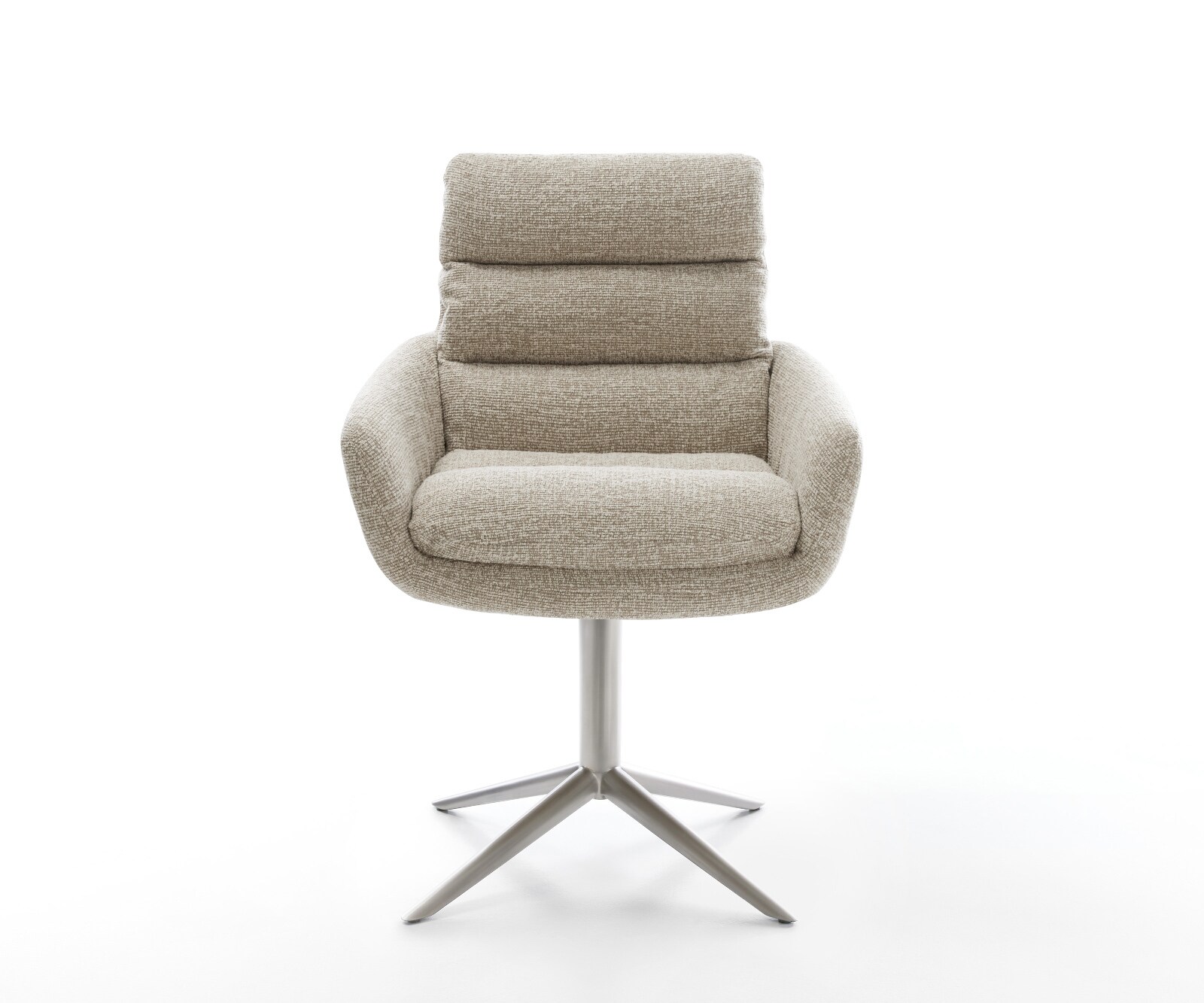 Chaise-pivotante Abelia-Flex avec accoudoirs tissu tissé doux beige pied de chaise 4 branches acier inoxydable pivotement sur 360° fonction bascule 1