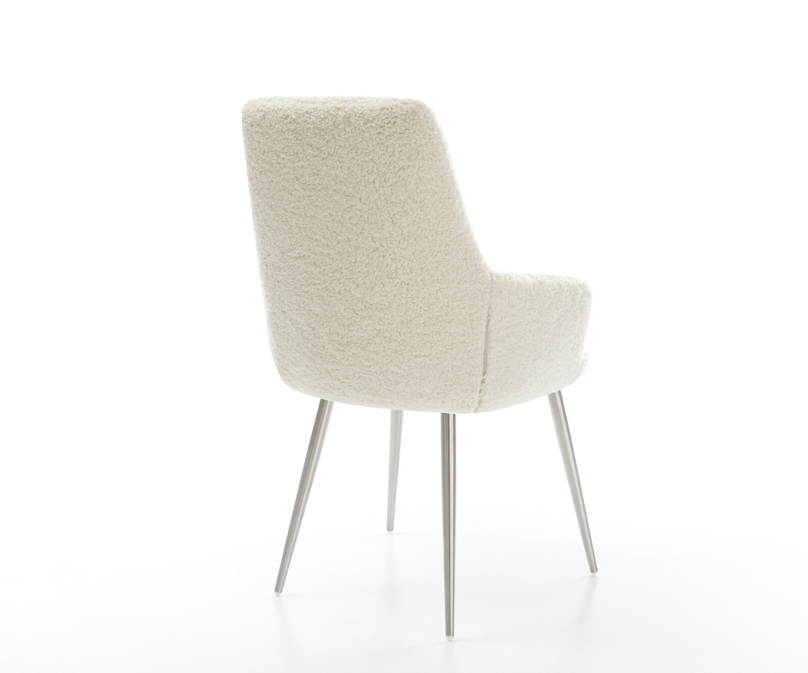 Chaise-de-salle-à-manger Zelia-Flex avec accoudoirs tissu teddy beige 4 pieds coniques acier inoxydable resorts ensachés 5