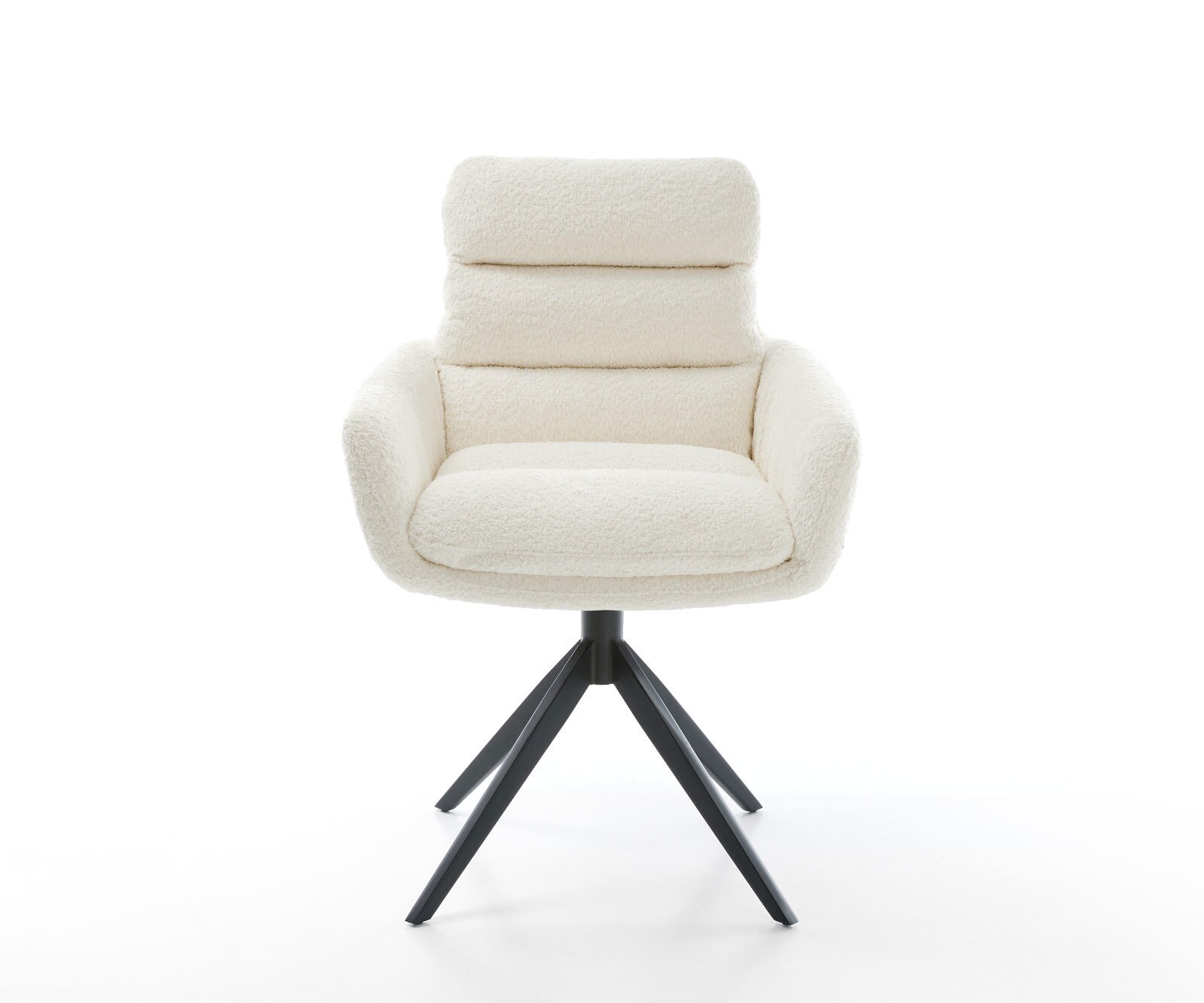 Chaise-pivotante Abelia-Flex bouclé blanc pied croisé large noir pivotement sur 360° fonction bascule 1