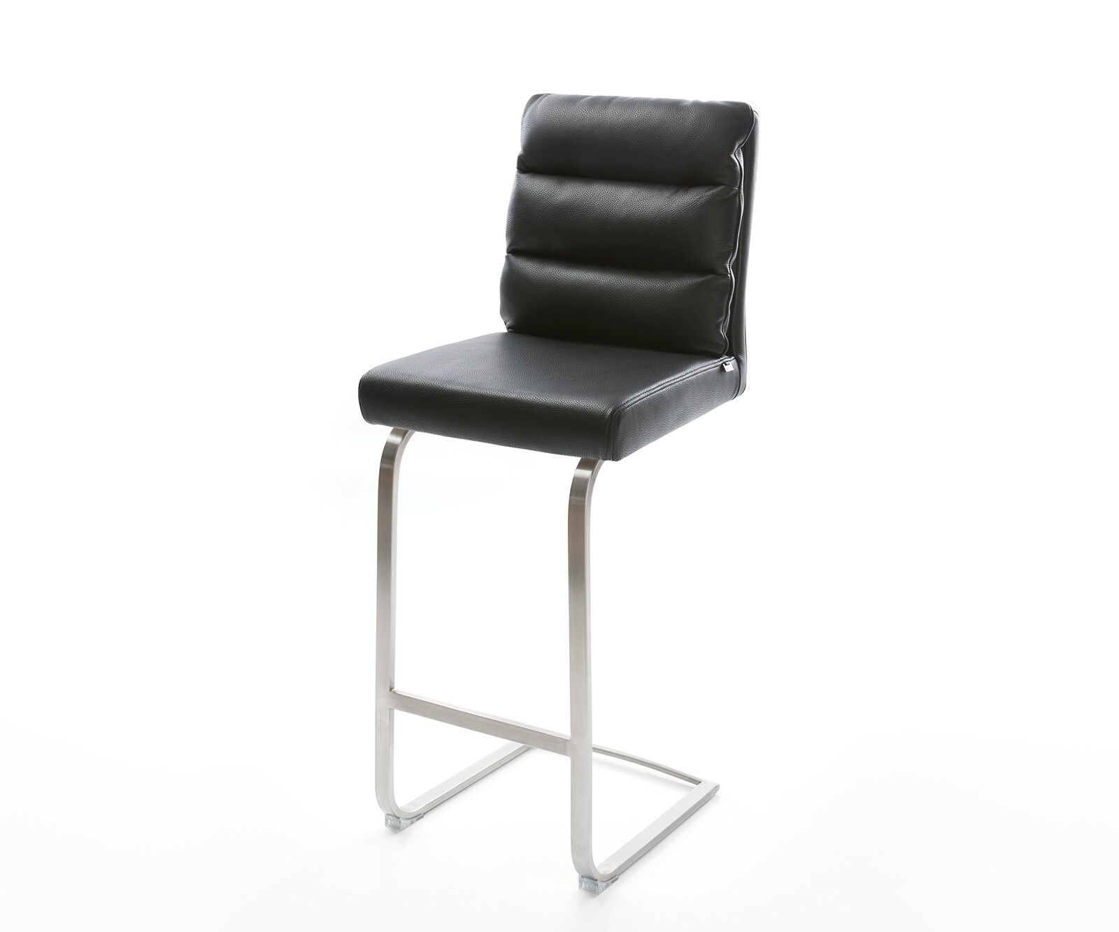 Barstuhl Pela-Flex Echt-Leder Schwarz Freischwinger flach Edelstahl