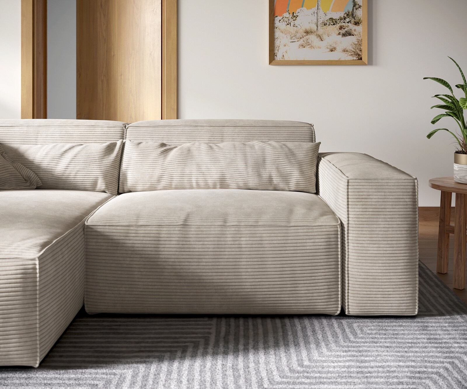 Ecksofa Sirpio XL 270x170 cm Cord Beige Recamiere variabel 4