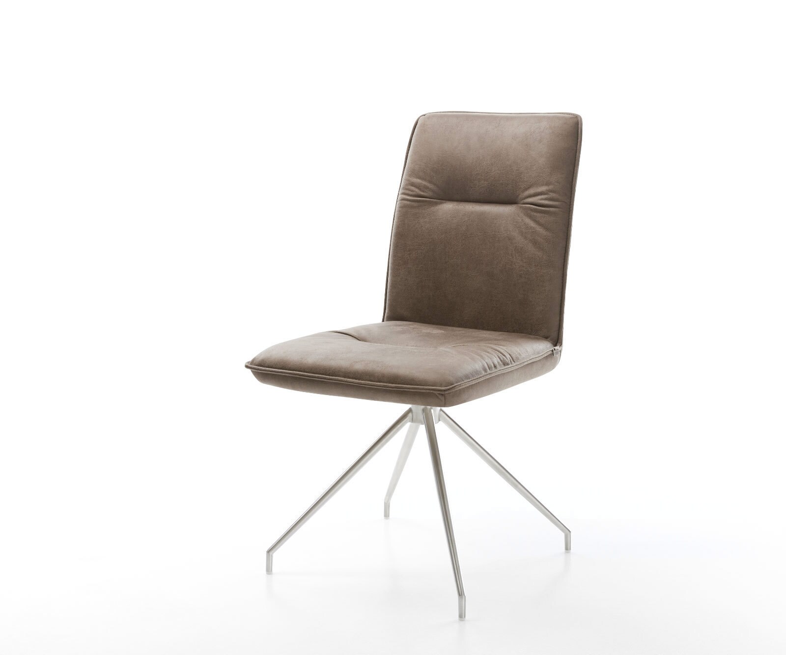 Drehstuhl Vinjo-Flex Taupe Vintage Kreuzgestell konisch Edelstahl 180° drehbar