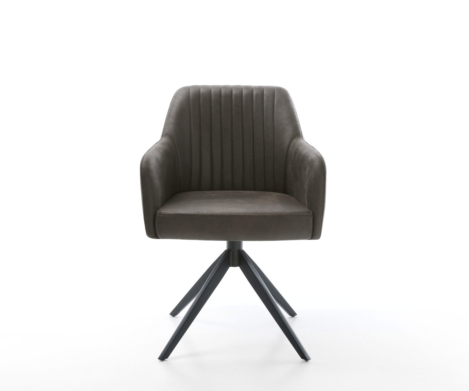 Drehstuhl Greg-Flex Mikrofaser Anthrazit Vintage Kreuzgestell breit Schwarz 360° drehbar Wippfunktion Taschenfederkern 1