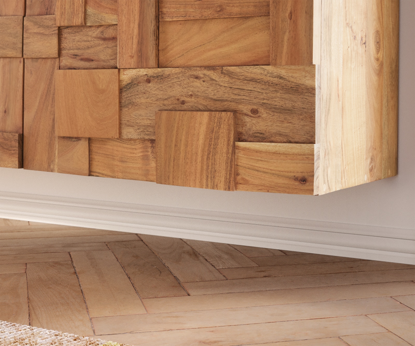 Lowboard Puzzle 260 cm 4 Türen 2 Schubfächer Akazie Natur schwebend 5 Lowboard Puzzle 260 cm 4 Türen 2 Schubfächer Akazie Natur schwebend 5