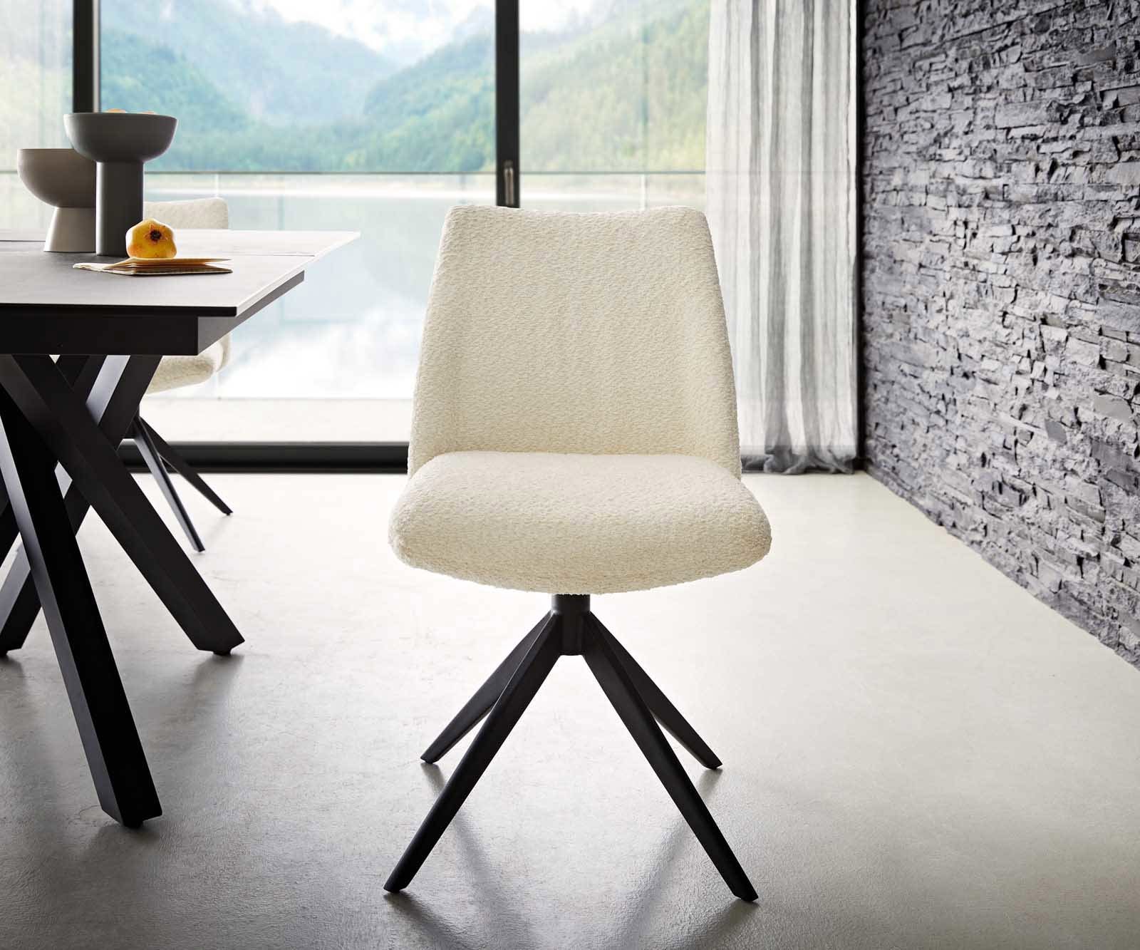 Drehstuhl Elso-Flex Bouclé Weiß Kreuzgestell breit Schwarz 360° drehbar Taschenfederkern 1 Drehstuhl Elso-Flex Bouclé Weiß Kreuzgestell breit Schwarz 360° drehbar Taschenfederkern 1