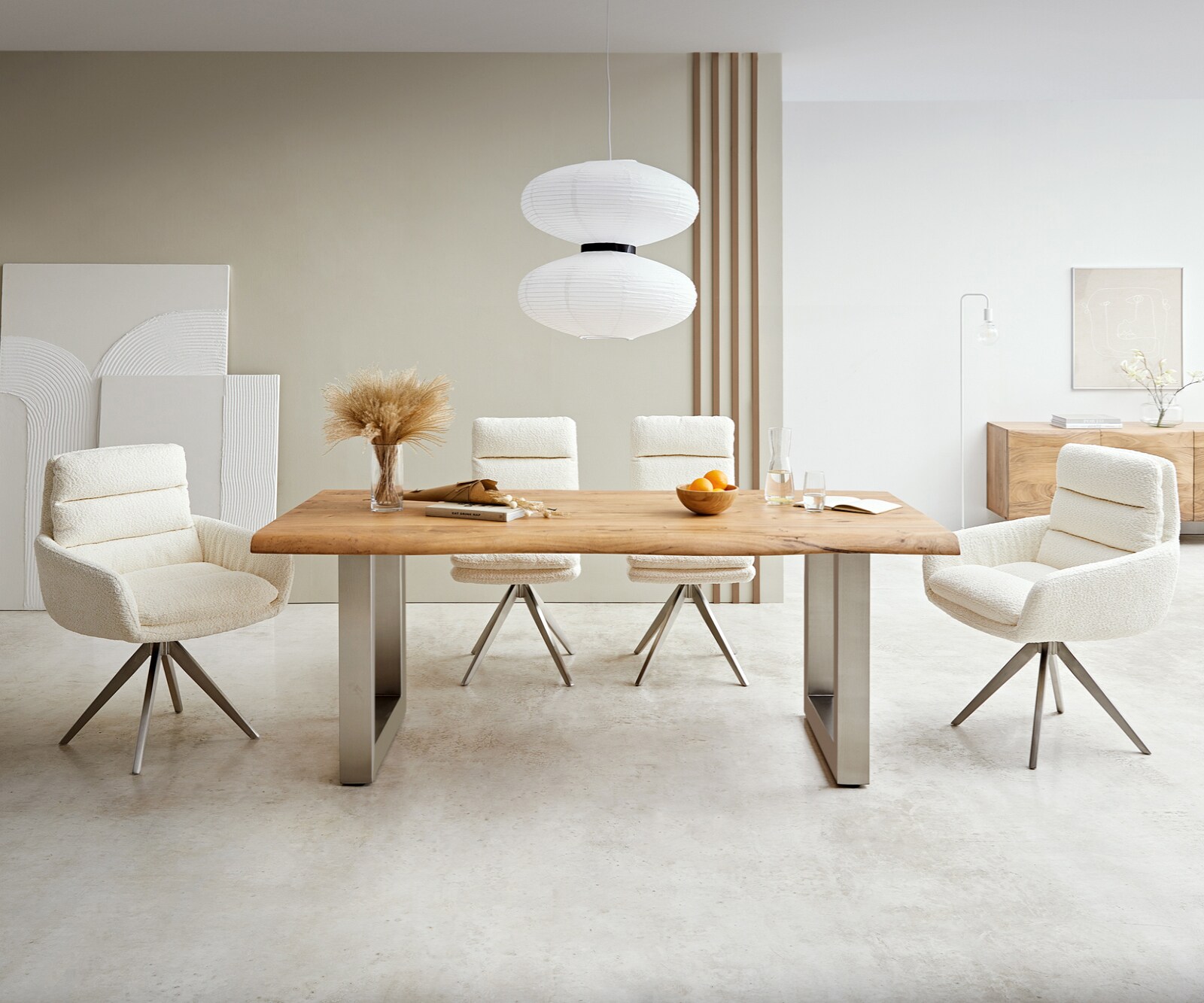 Table-à-manger Edge 180x90 XL acacia nature acier inoxydable large Live-Edge 1
